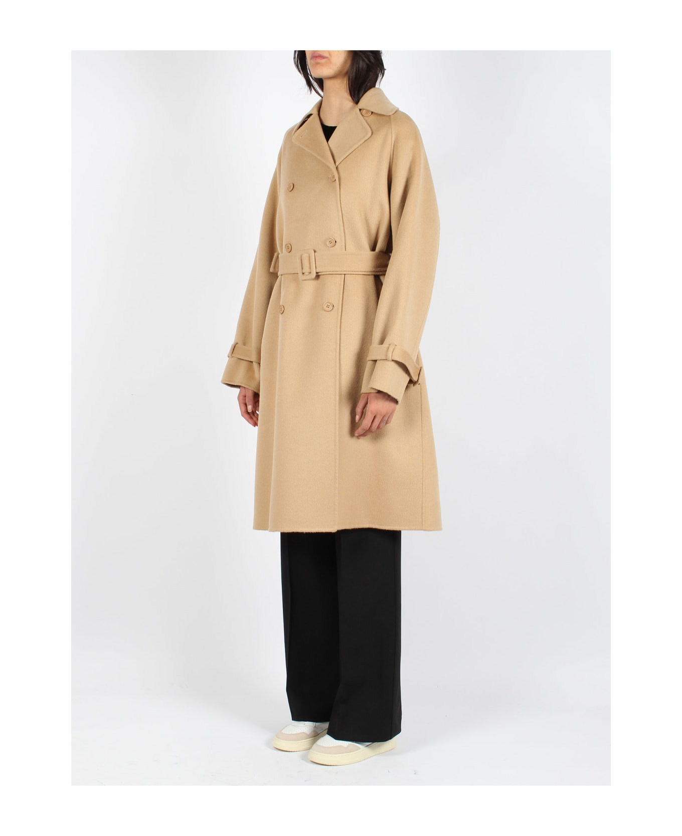 Parosh Double Breasted Wool Coat - Light Brown レインコート