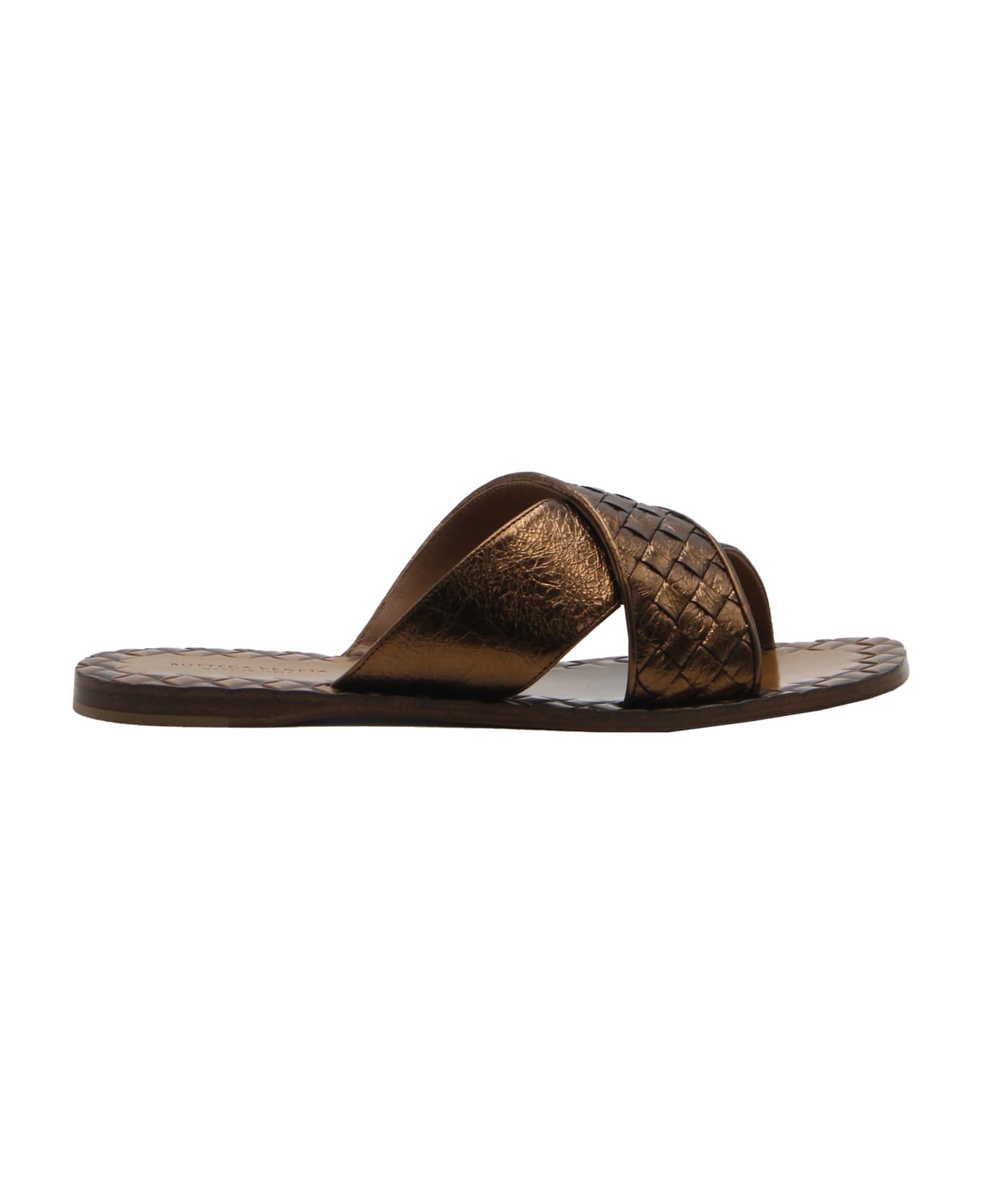 Bottega Veneta Leather Flat Sandals - Bronze サンダル