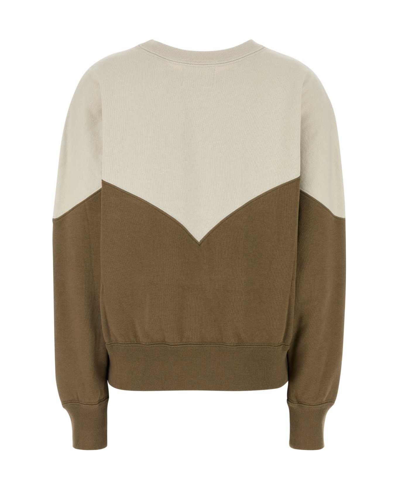Marant Étoile Two-tone Cotton Blend Houston Sweatshirt - ECRUDARKKHAKI