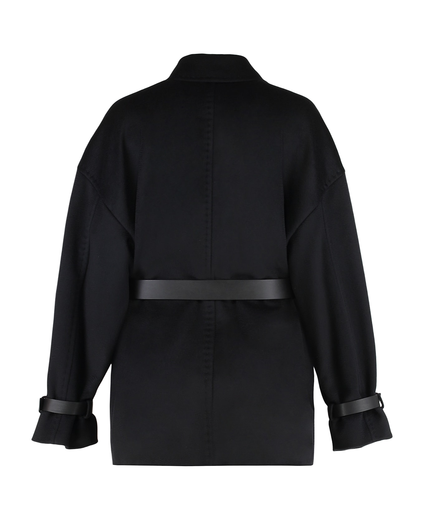 Max Mara Studio Pausa Double-breasted Virgin Wool Coat - black