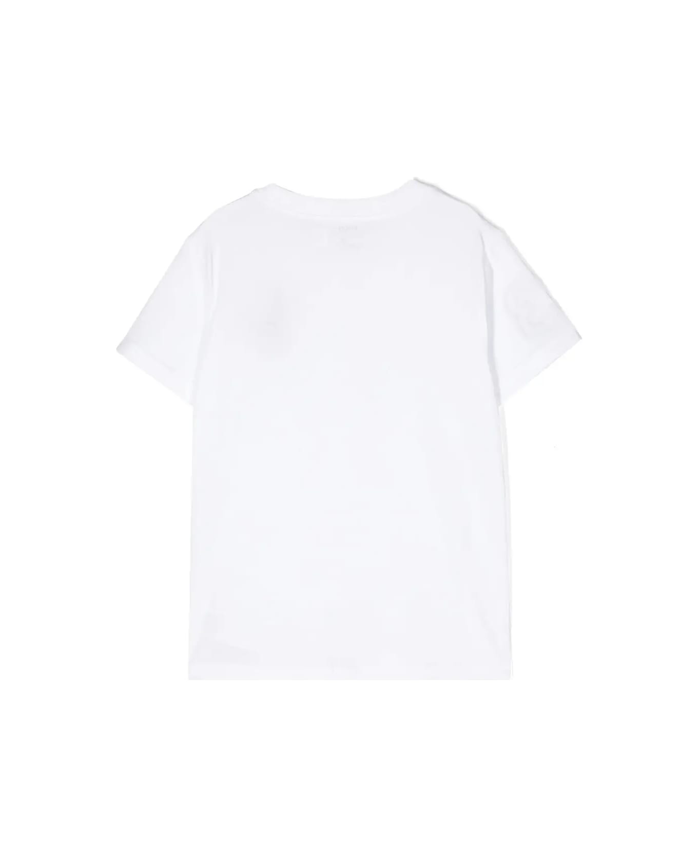 Ralph Lauren Pony Polo T-shirt In White And Blue - White
