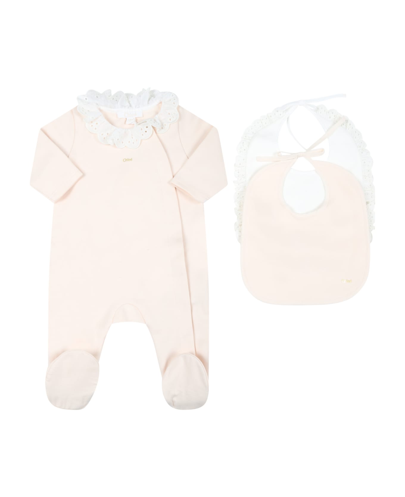 Chloé Multicolor Set For Baby Girl With Logo - Pink