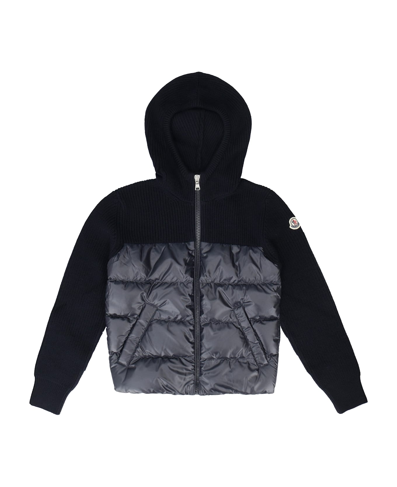 Moncler Cardigan With Padded Front Panel - blue