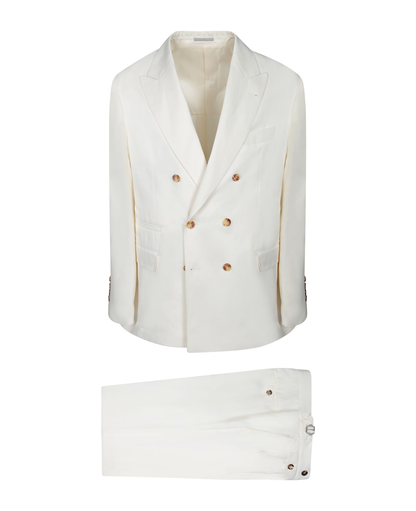Brunello Cucinelli Linen And Silk White Suit - White