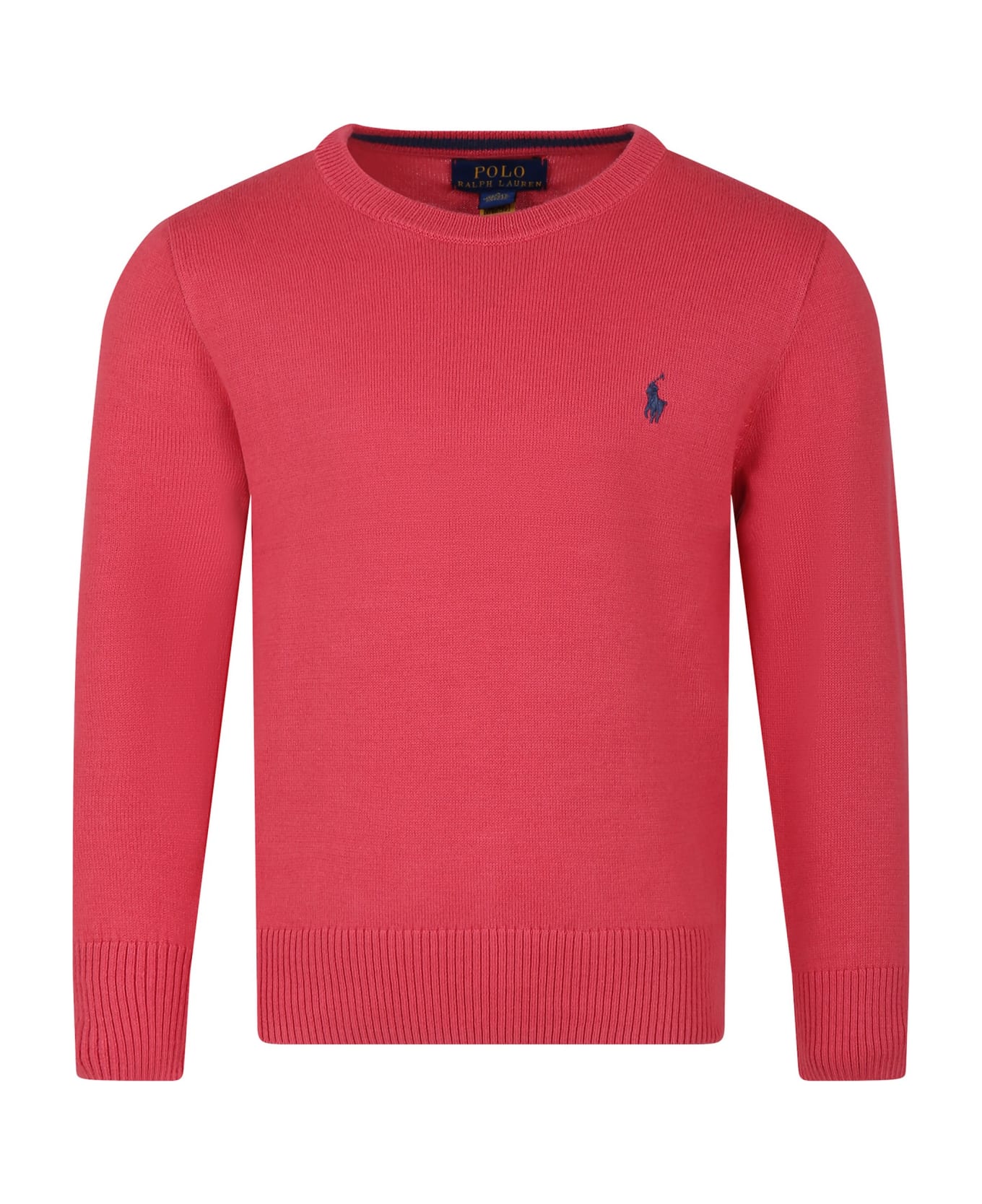 Ralph Lauren Red Sweater For Boy With Embroidery - Red ニットウェア＆スウェットシャツ