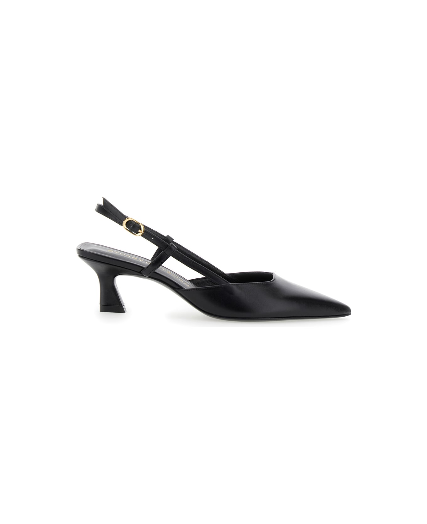 Stuart Weitzman 'winnie' Black Slingback Pumps Wirh Medium Heel In Leather Woman - Black