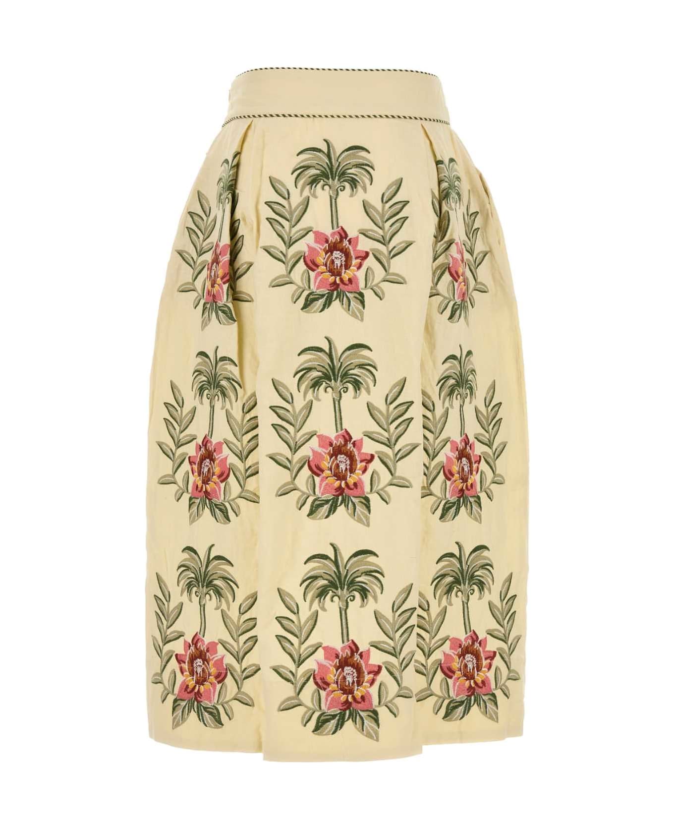 Farm Rio Cream Linen Blend Skirt - SAND