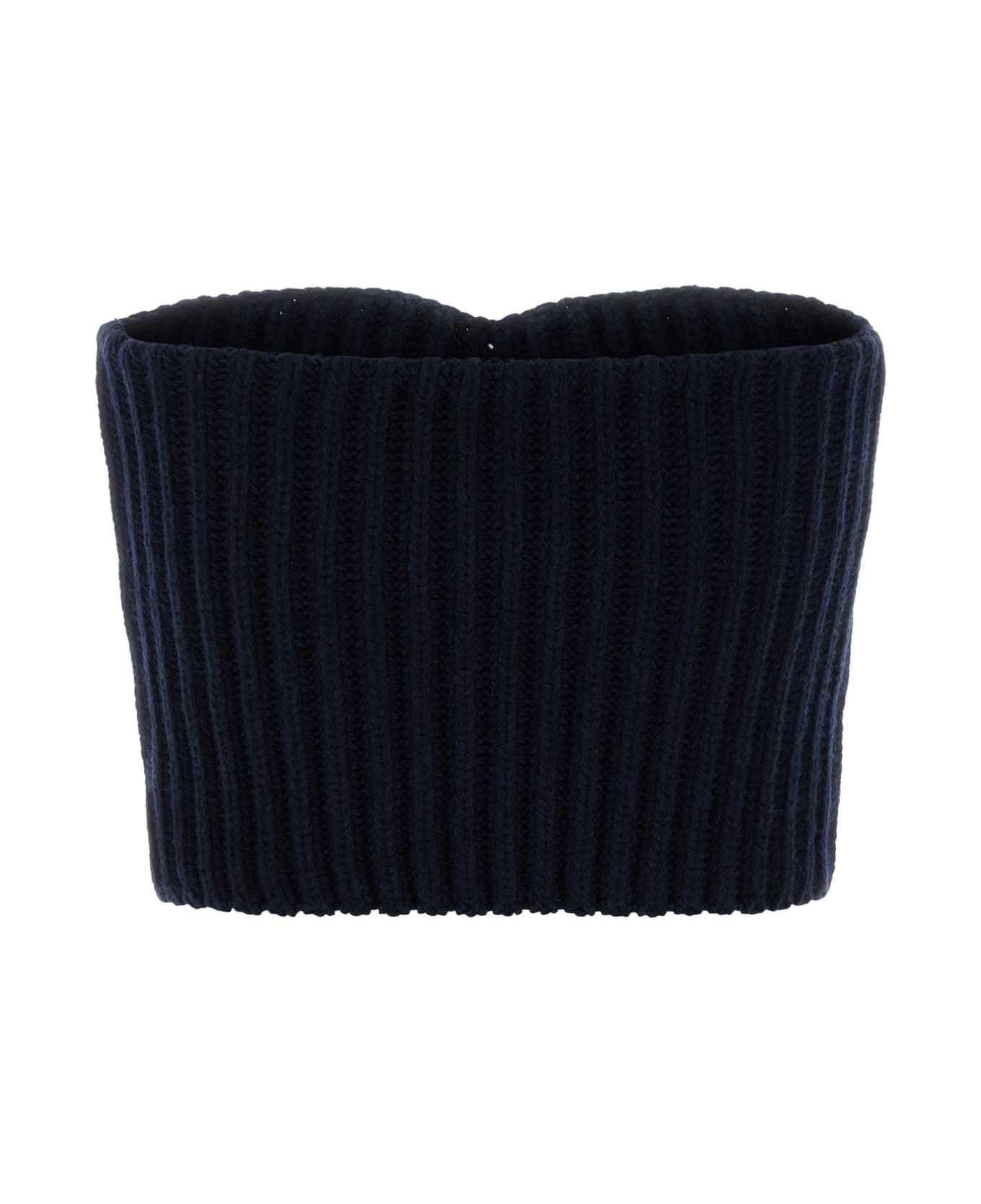 Prada Dark Blue Wool Blend Top - BLEU
