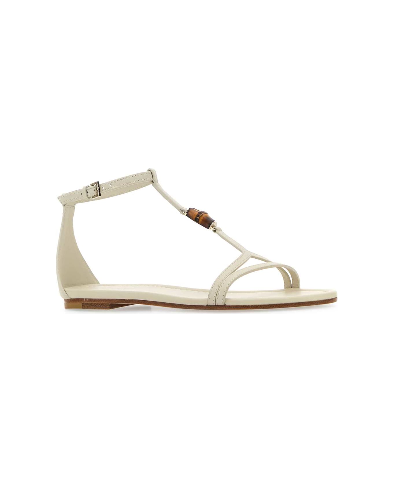 Gucci Chalk Leather Sandals - MYSTIC WHITE