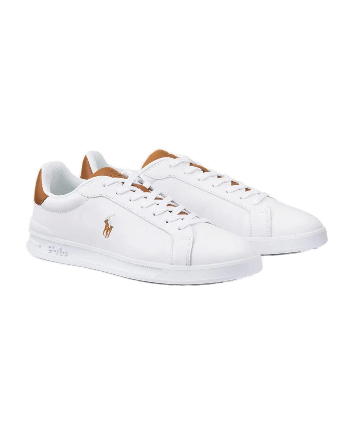 Polo Ralph Lauren Logo Embroidered Low-top Sneakers - White スニーカー