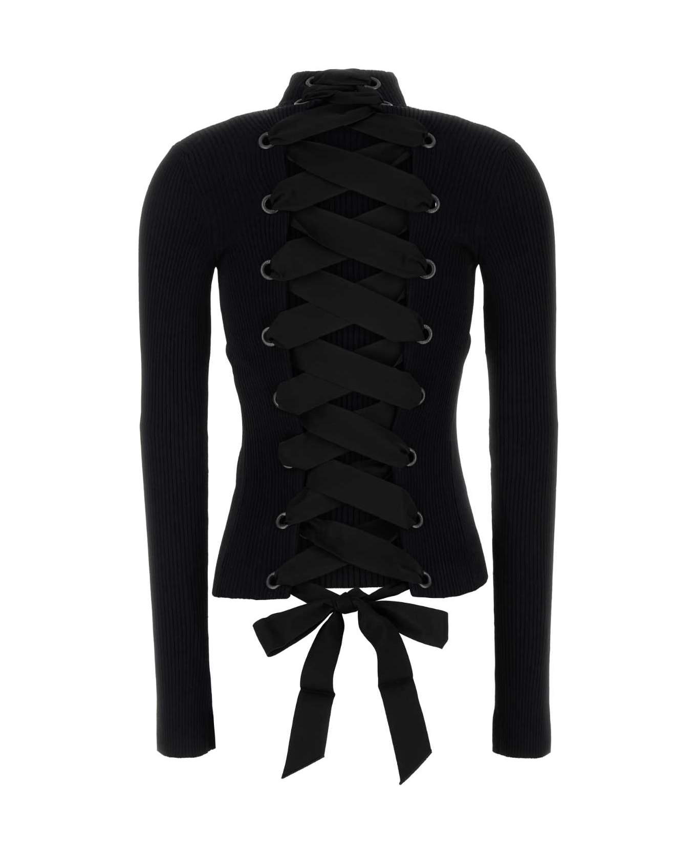 Balenciaga Black Stretch Viscose Blend Top - Black
