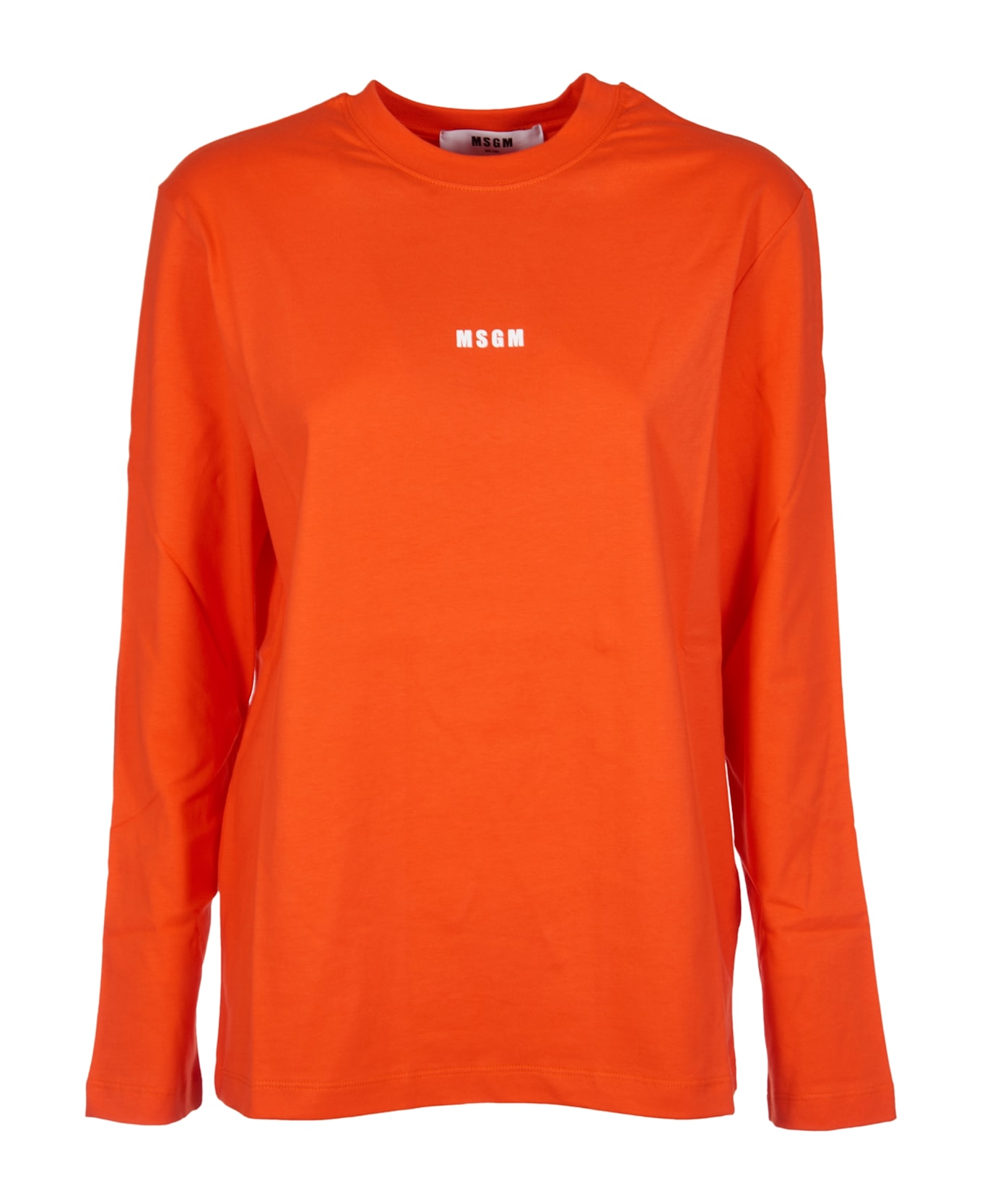 MSGM Logo Round Neck Sweatshirt - Bright Red