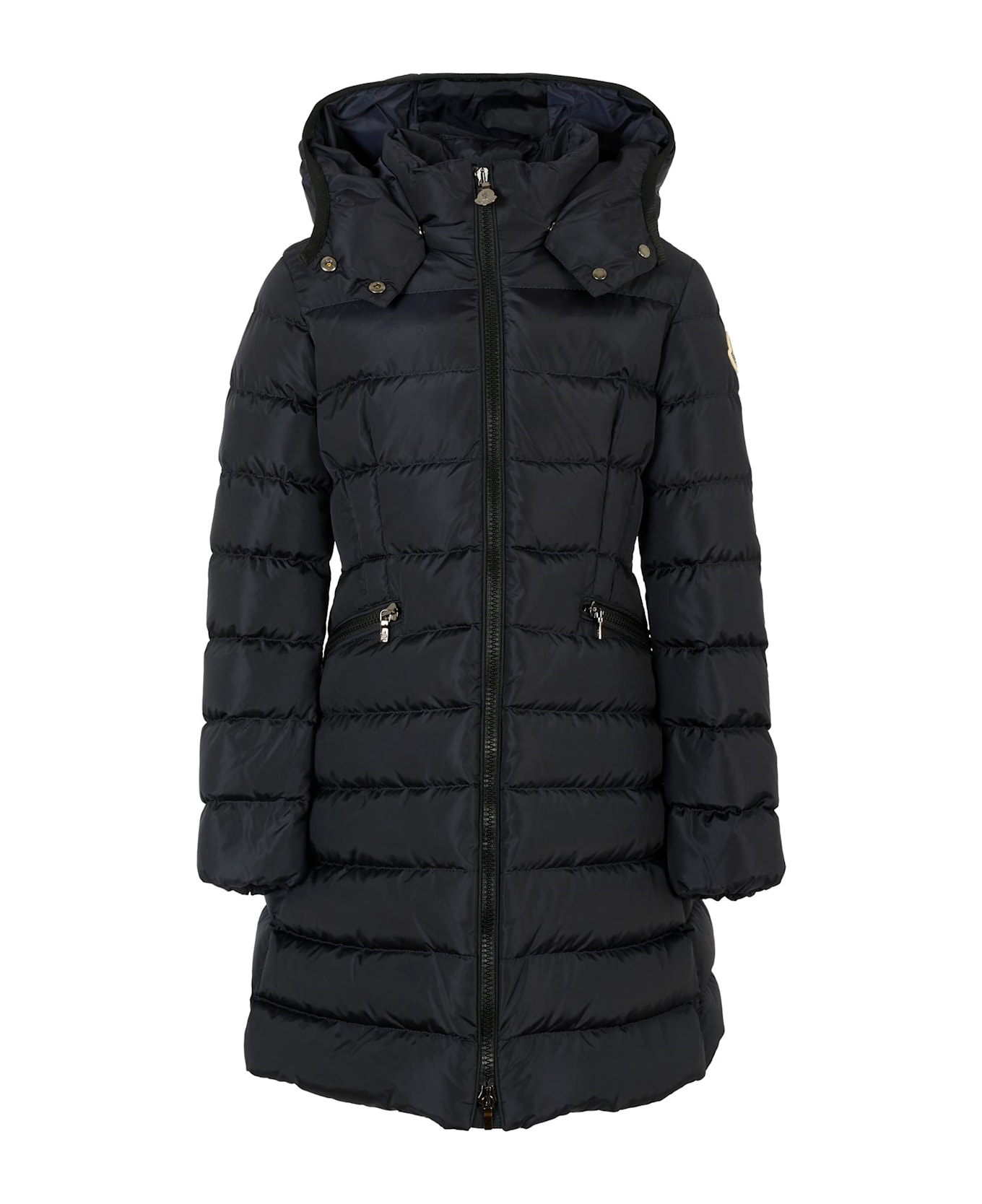 Moncler Blue Charpal Down Jacket For Girl With Logo - Blue
