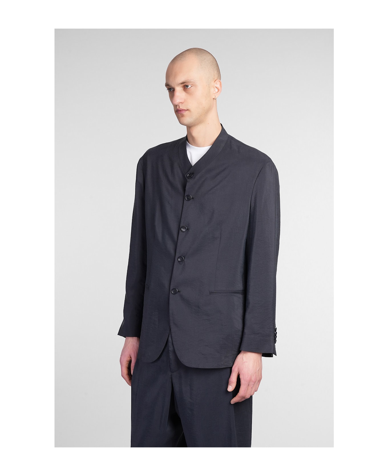 Giorgio Armani Blazer In Blue Silk - blue