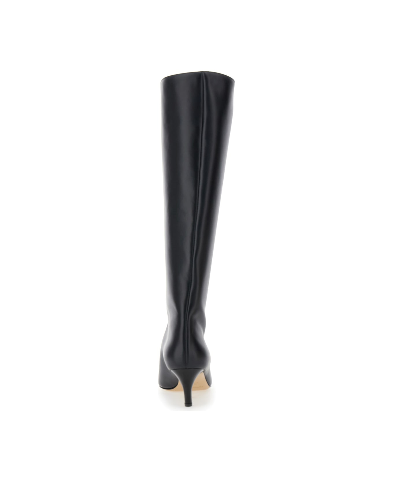 SEMICOUTURE Black High Boots With Pointed Toe And Low Heel In Leather Woman - Black