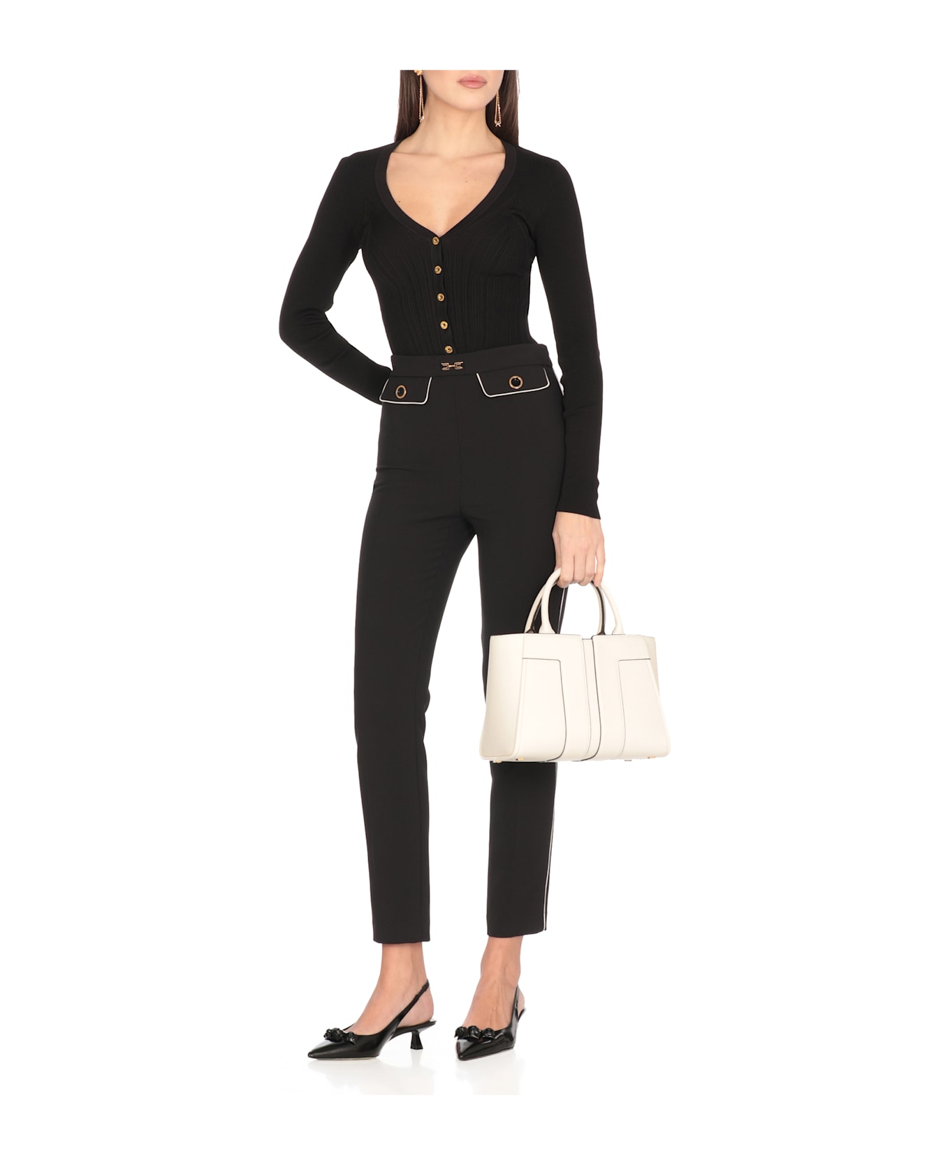 Elisabetta Franchi Viscose Blend Cardigan - Black