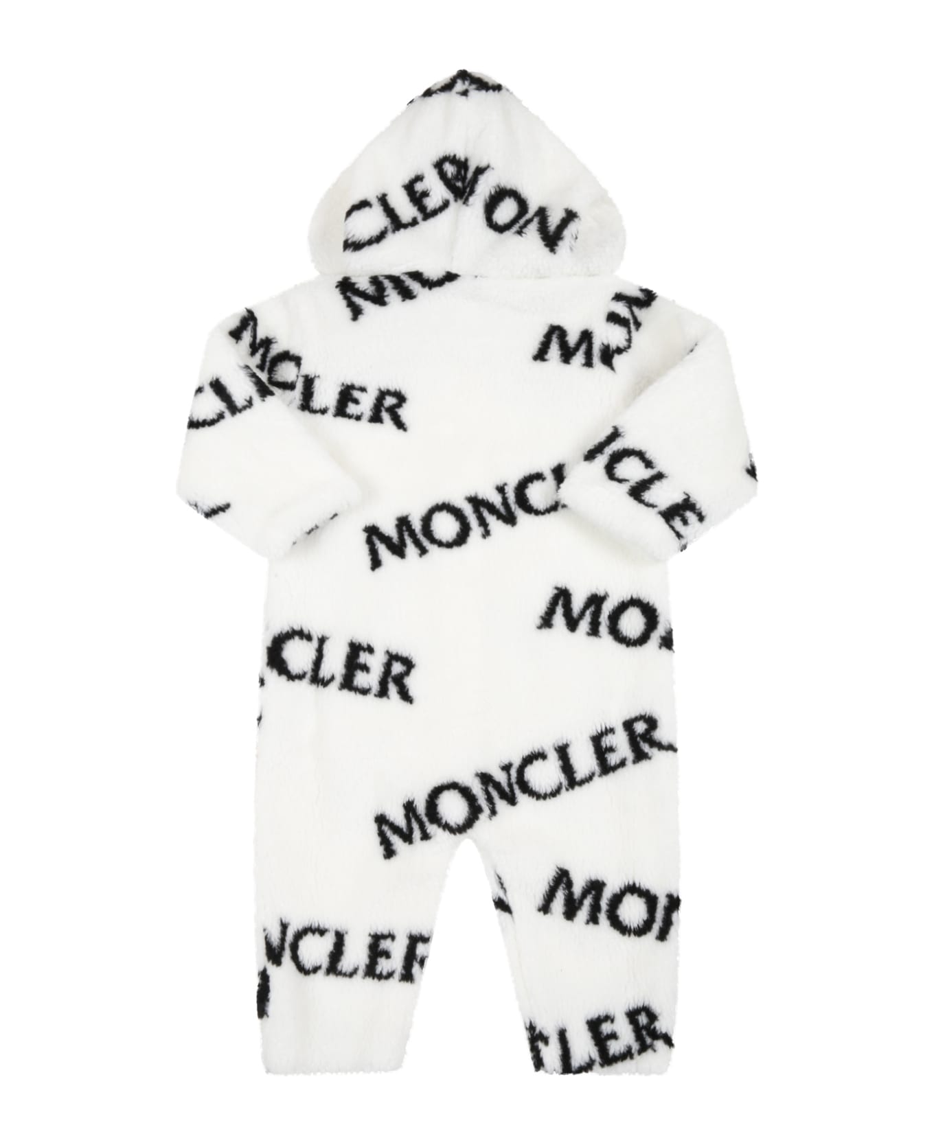 Moncler White Babygrow For Baby Kids With Logos - Ivory