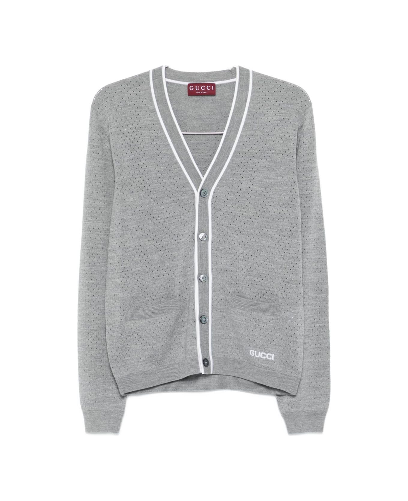 Gucci Wool V-necked Cardigan - Grey