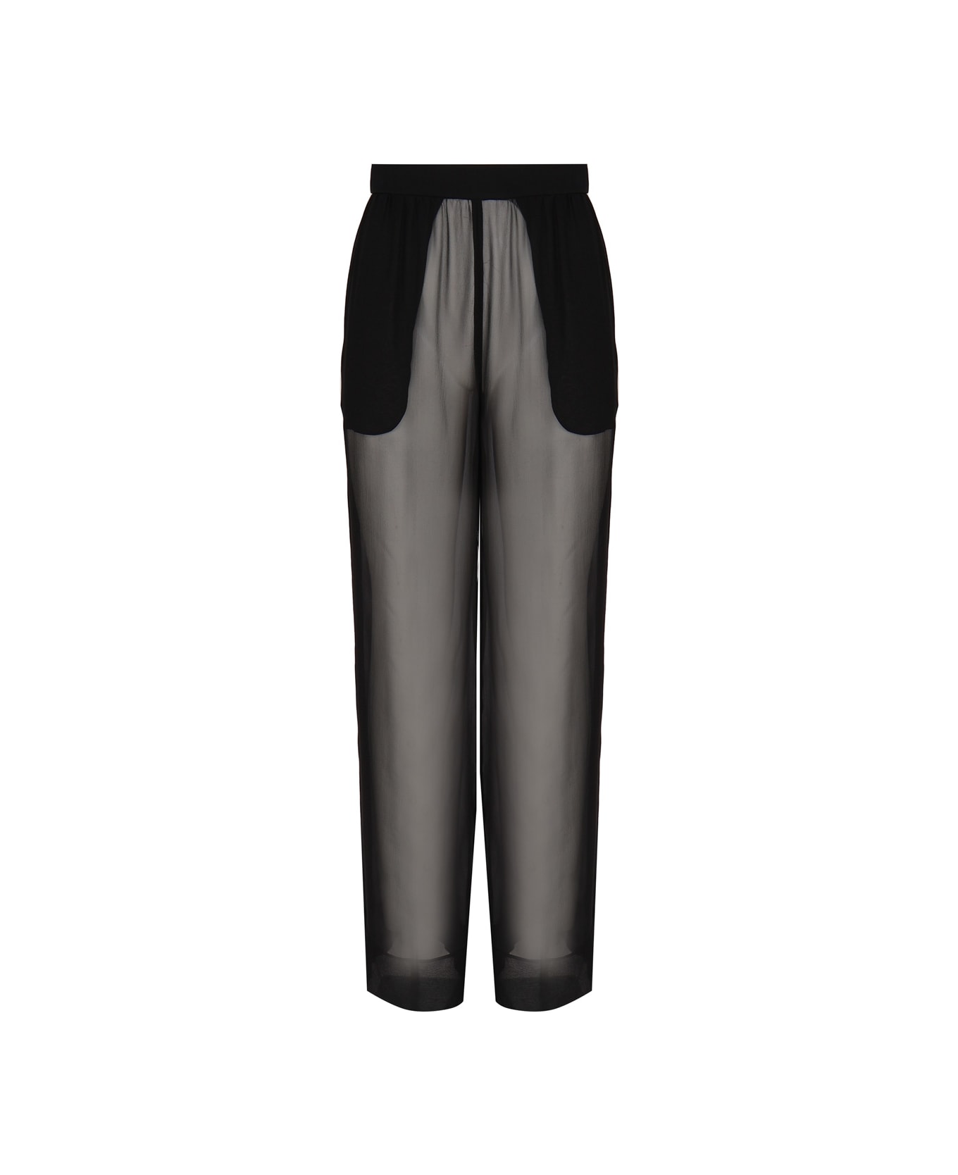 Saint Laurent Wide Trousers waist In Crepe Muslin - Black