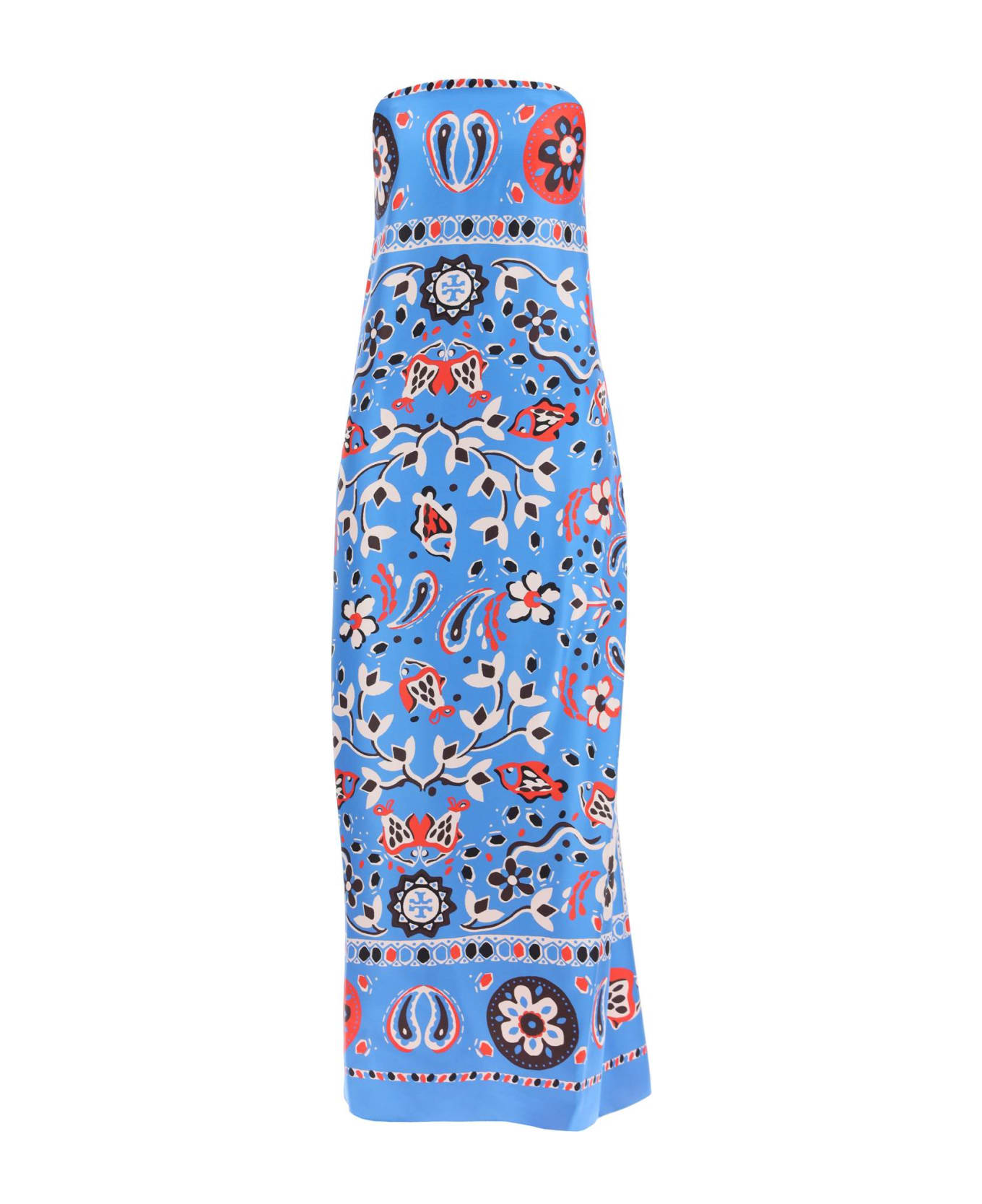 Tory Burch Printed Silk Strapless Dress - AZURE PISCES DREAM (Blue)