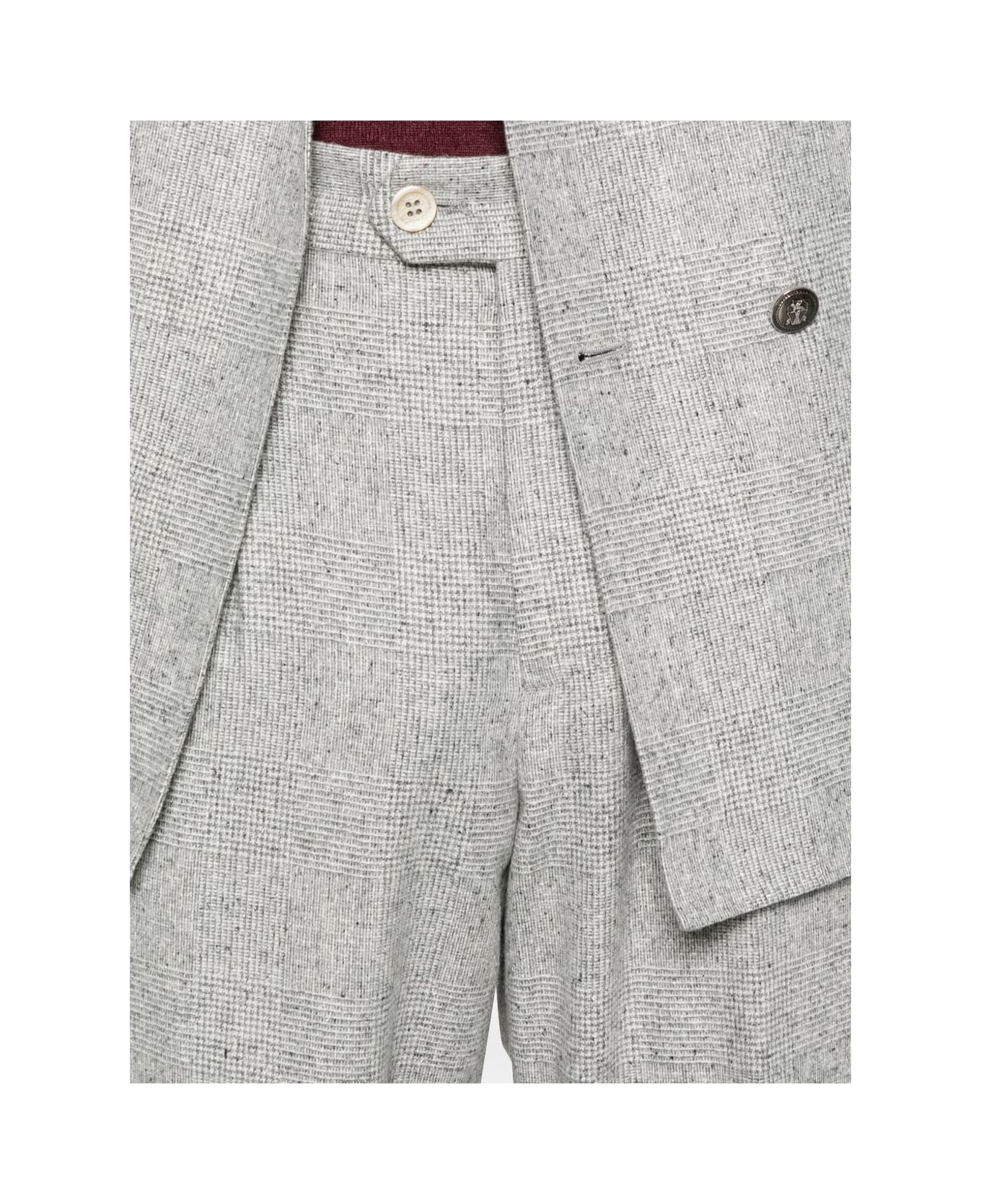 Brunello Cucinelli Wool And Silk Double-breasted Suit - Light Grey