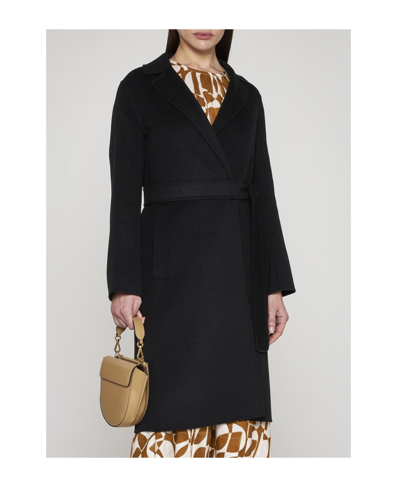 'S Max Mara Pauline Belted Wool Coat - Black