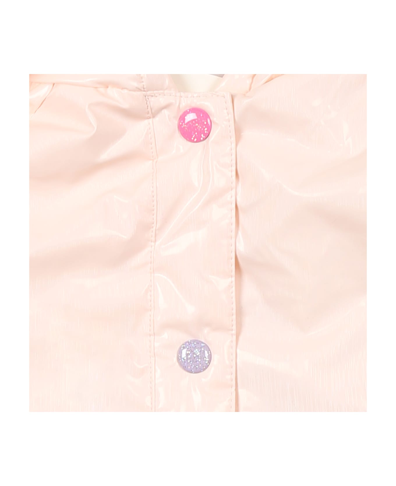 Billieblush Pink Raincoat For Baby Girl With Hearts - Pink
