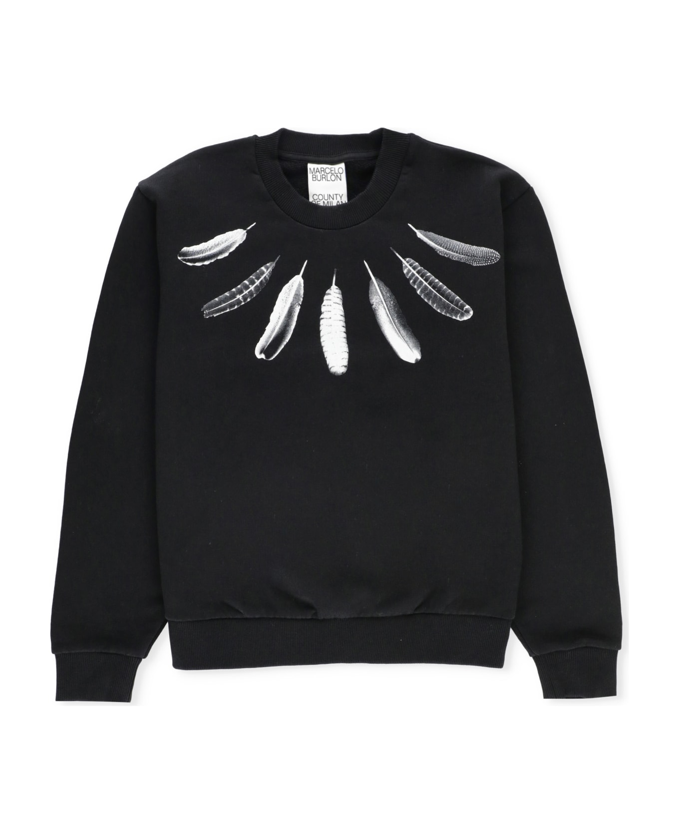 Marcelo Burlon Wind Feathers Sweatshirt - Black White ニットウェア＆スウェットシャツ