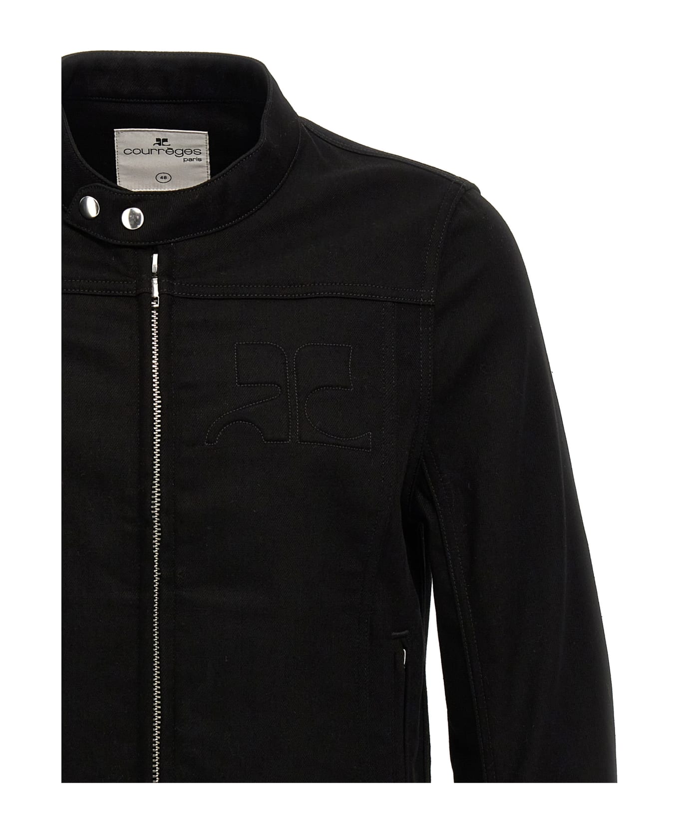 Courrèges 'iconic Denim Biker' Denim Jacket - BLACK