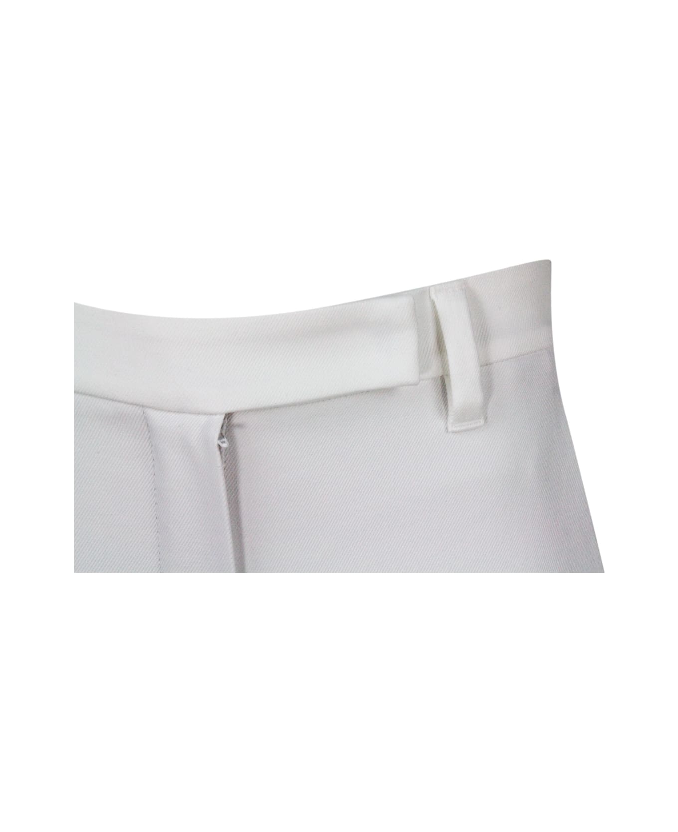 Brunello Cucinelli Stretch Cotton Cigarette Trousers - White ボトムス
