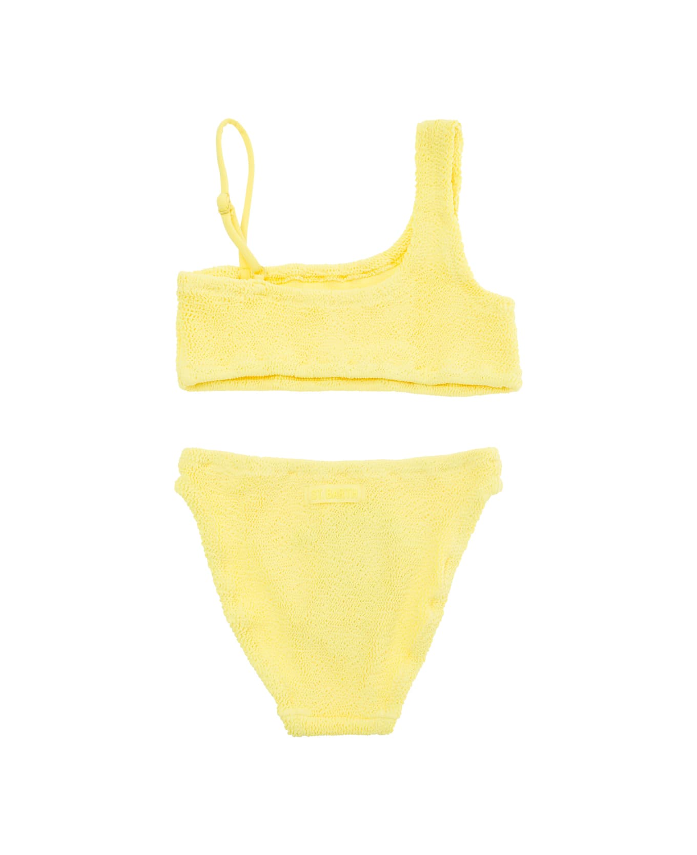 MC2 Saint Barth Yellow One-shoulder Two Piece Bikini In Stretch Polyamide Girl - Yellow