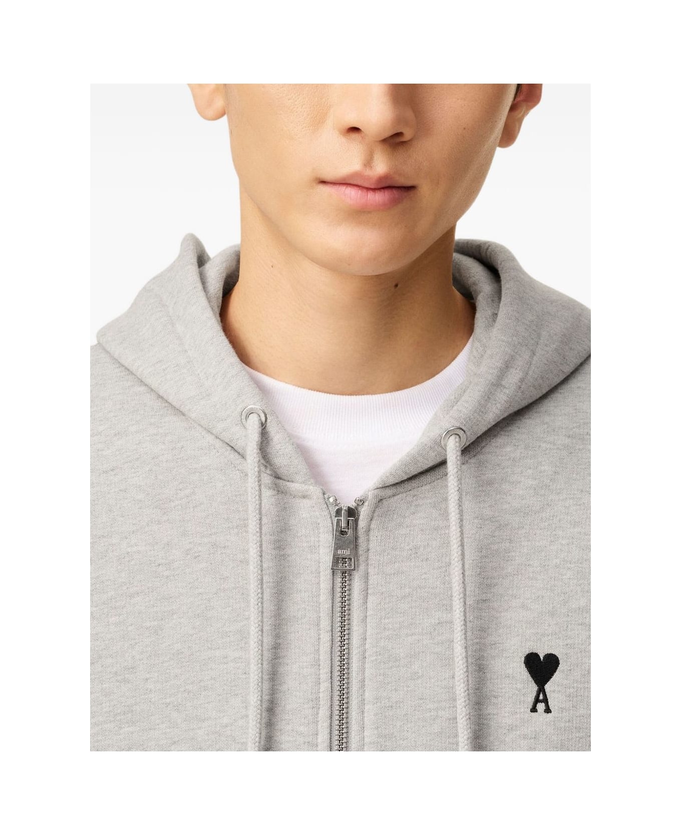 Ami Alexandre Mattiussi Ami De Coeur Cotton Hoodie - Light Grey