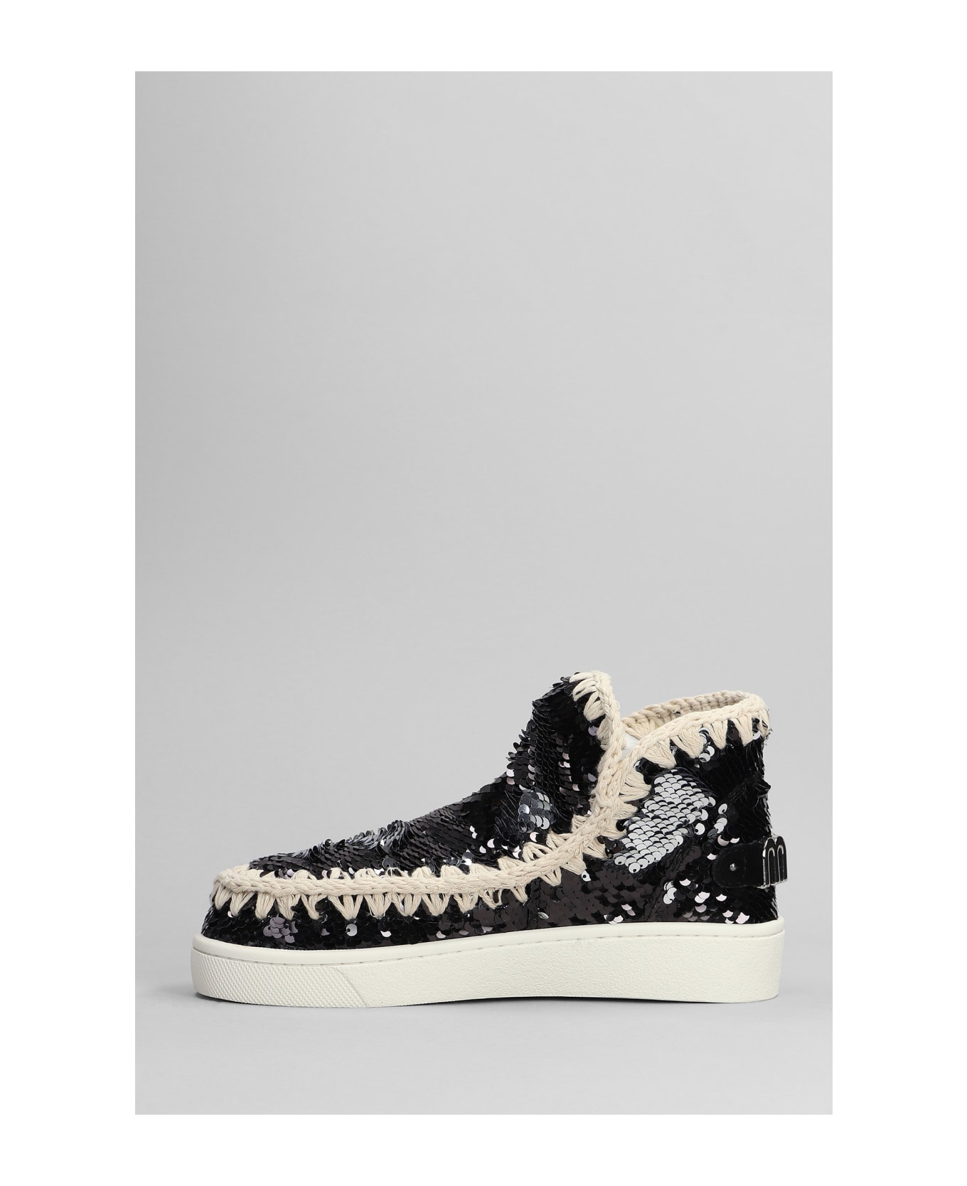 Mou Eskimo Sneaker Low Heels Ankle Boots In Black Synthetic Fibers - black
