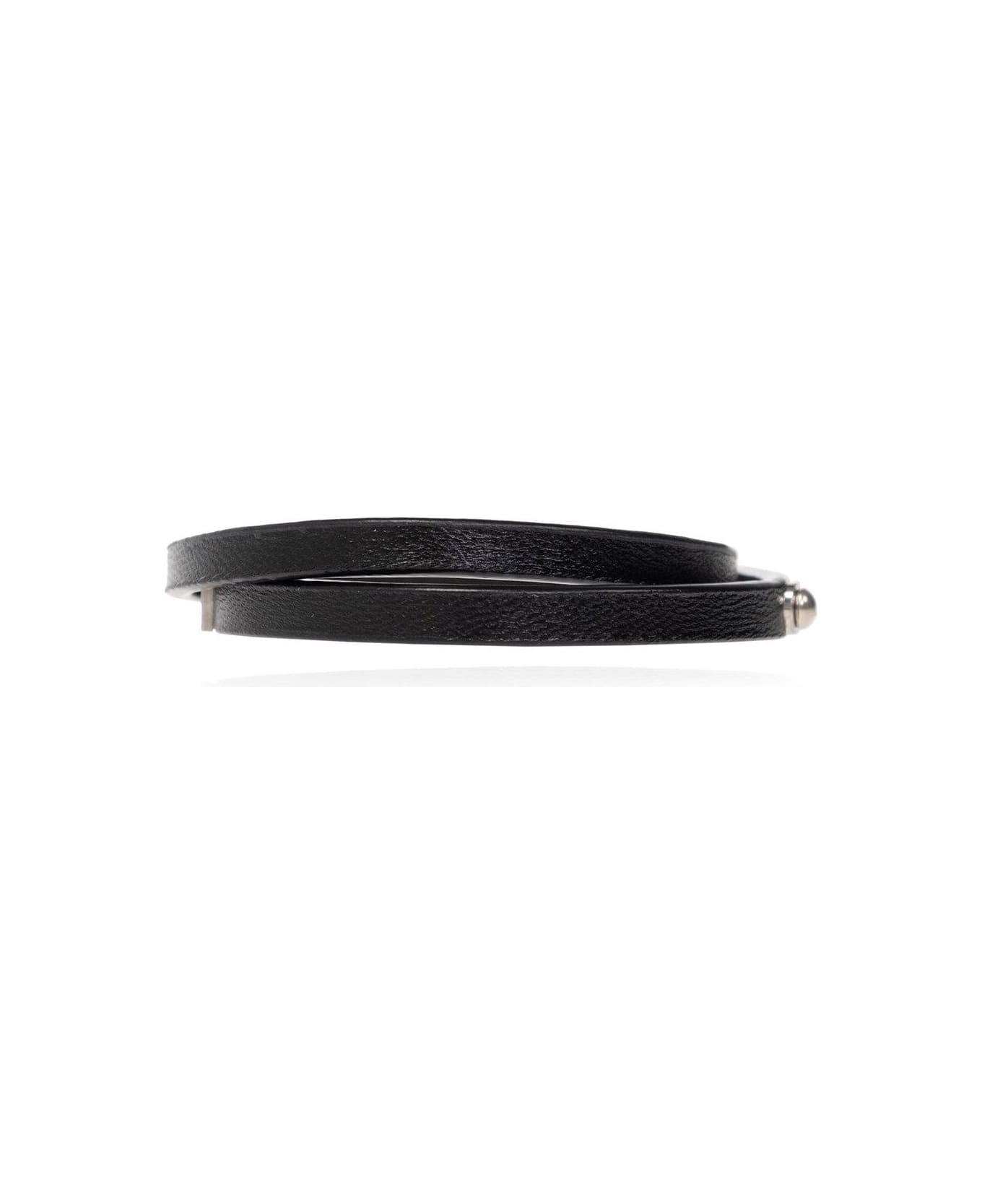 Saint Laurent Logo Engraved Double-wrap Bracelet - Black