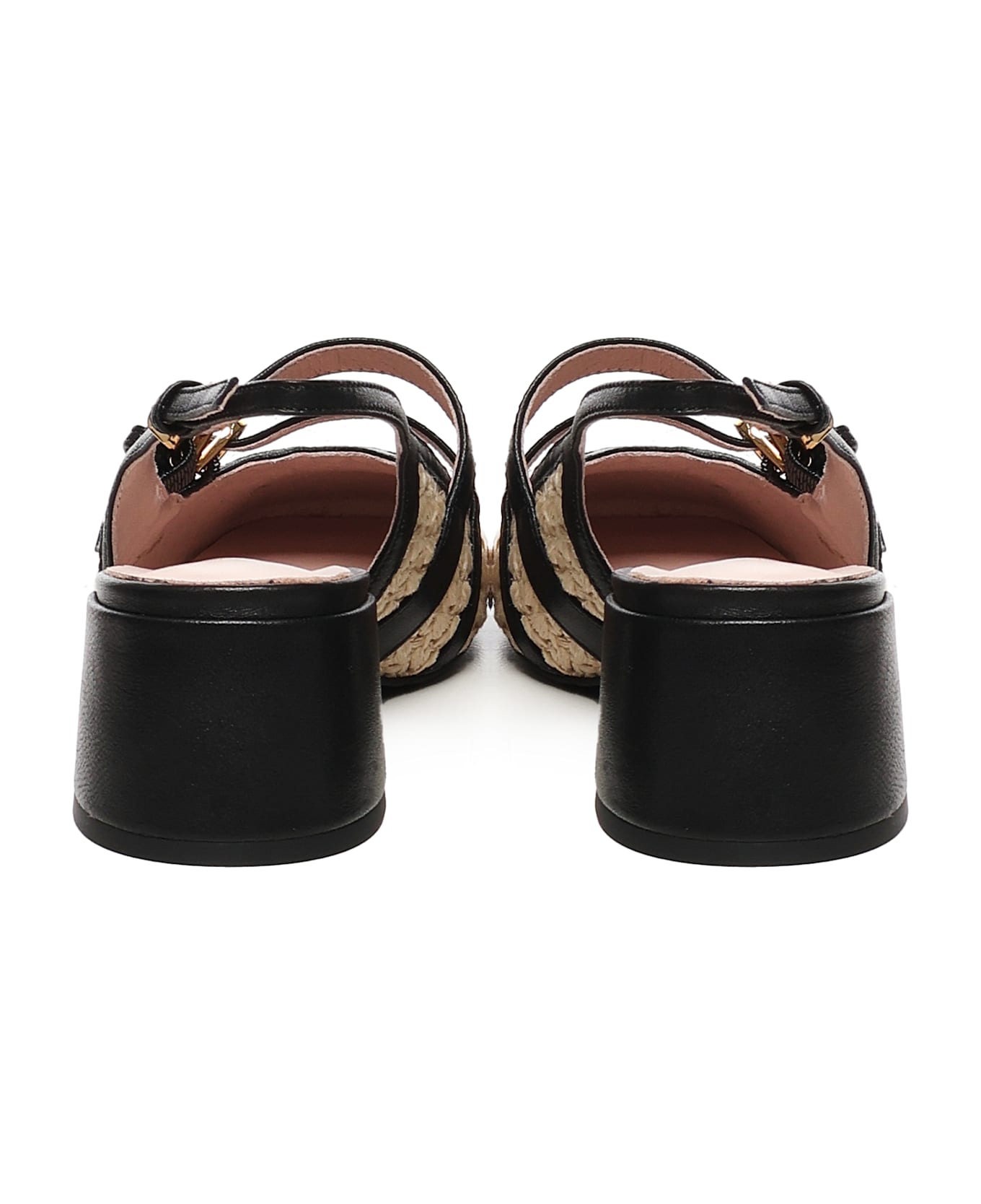 Coccinelle Maia Leather And Crochet Slingback - BEIGEl/BLACK