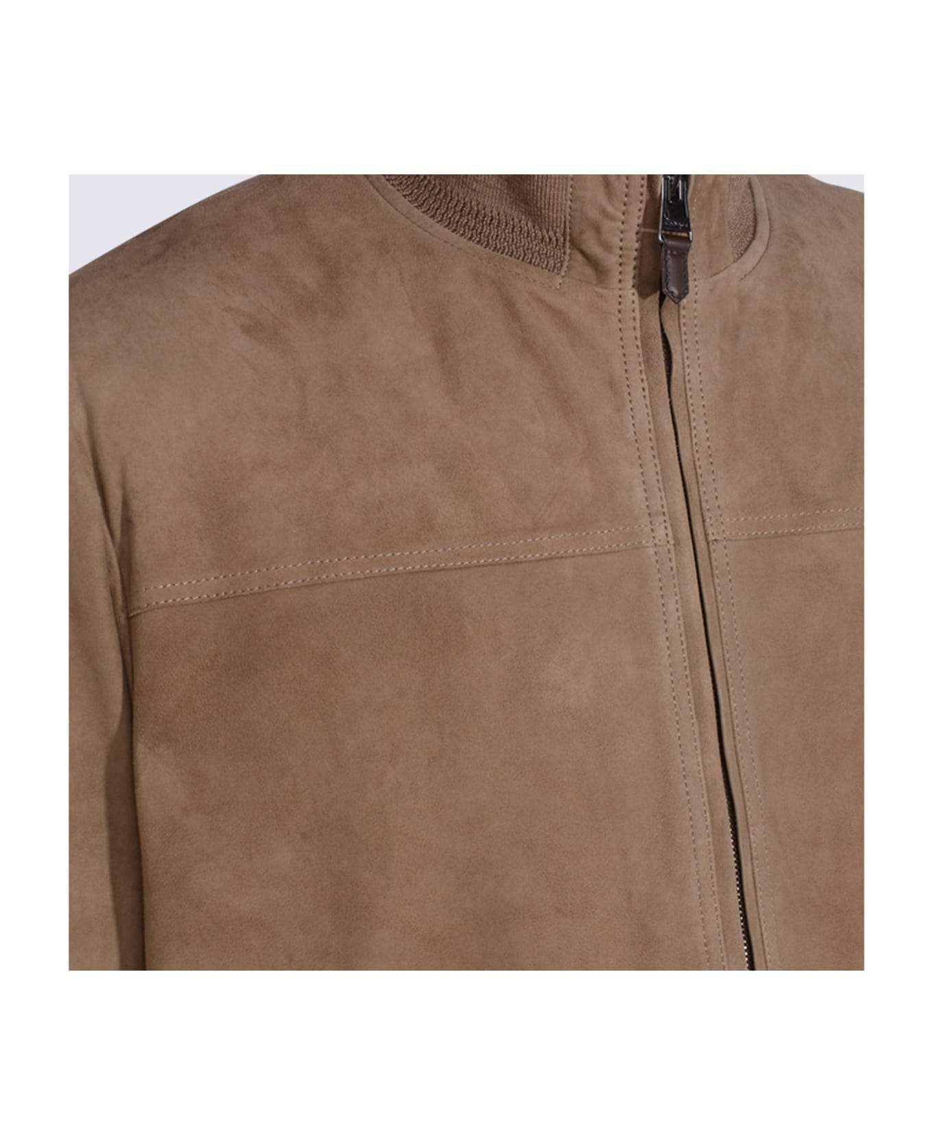 Canali Light Brown Leather Jacket