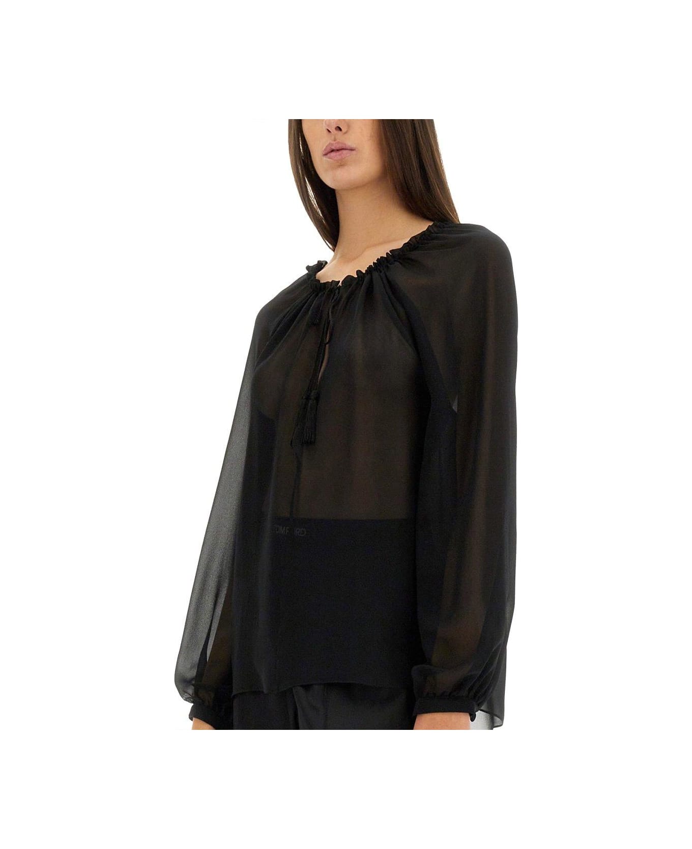 Tom Ford Gathered Top - BLACK