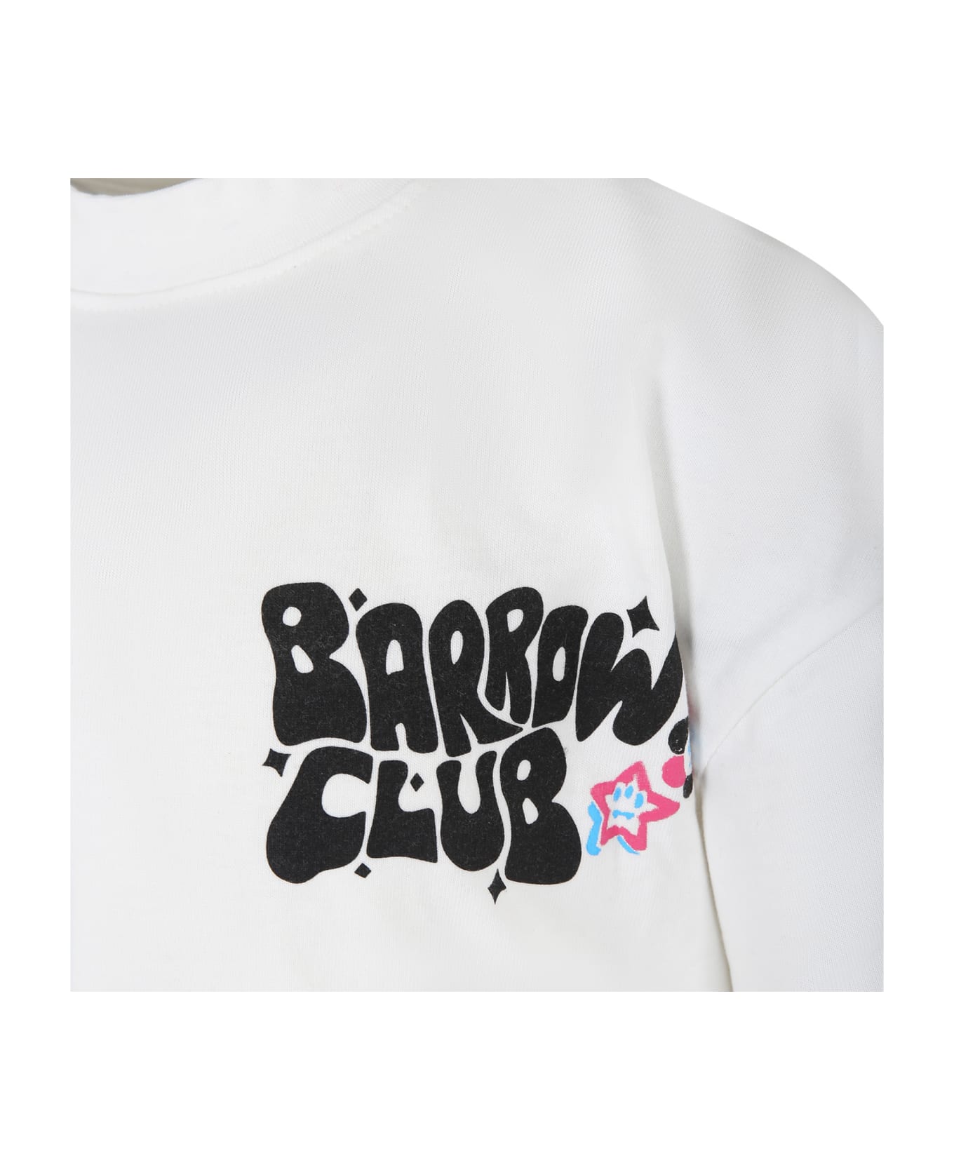 Barrow White T-shirt For Girl With Smiley Face - White