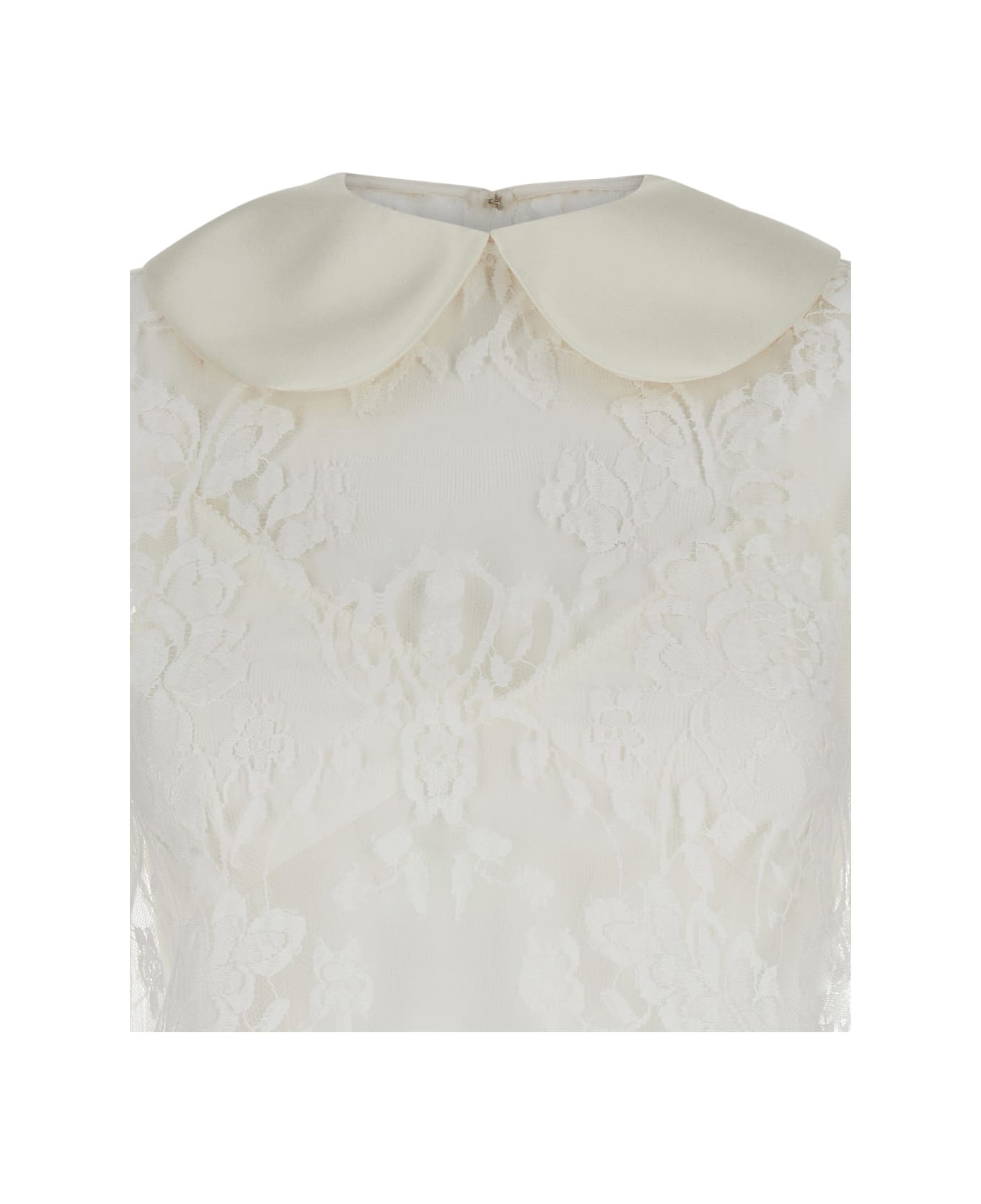 Dolce & Gabbana White Minidress In Chantilly Lace Woman - White ワンピース＆ドレス
