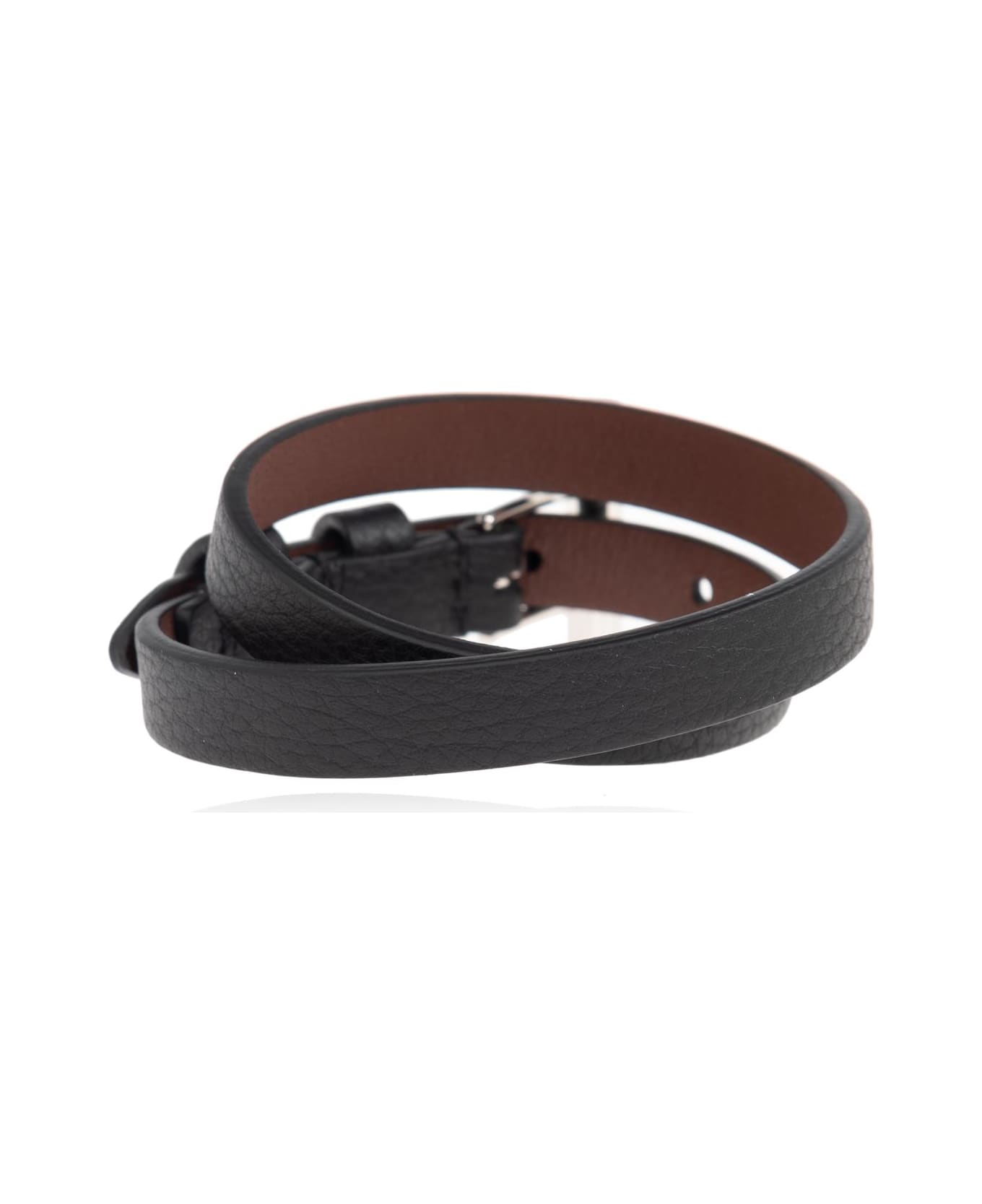 Alexander McQueen Leather Bracelet - Nero e Argento