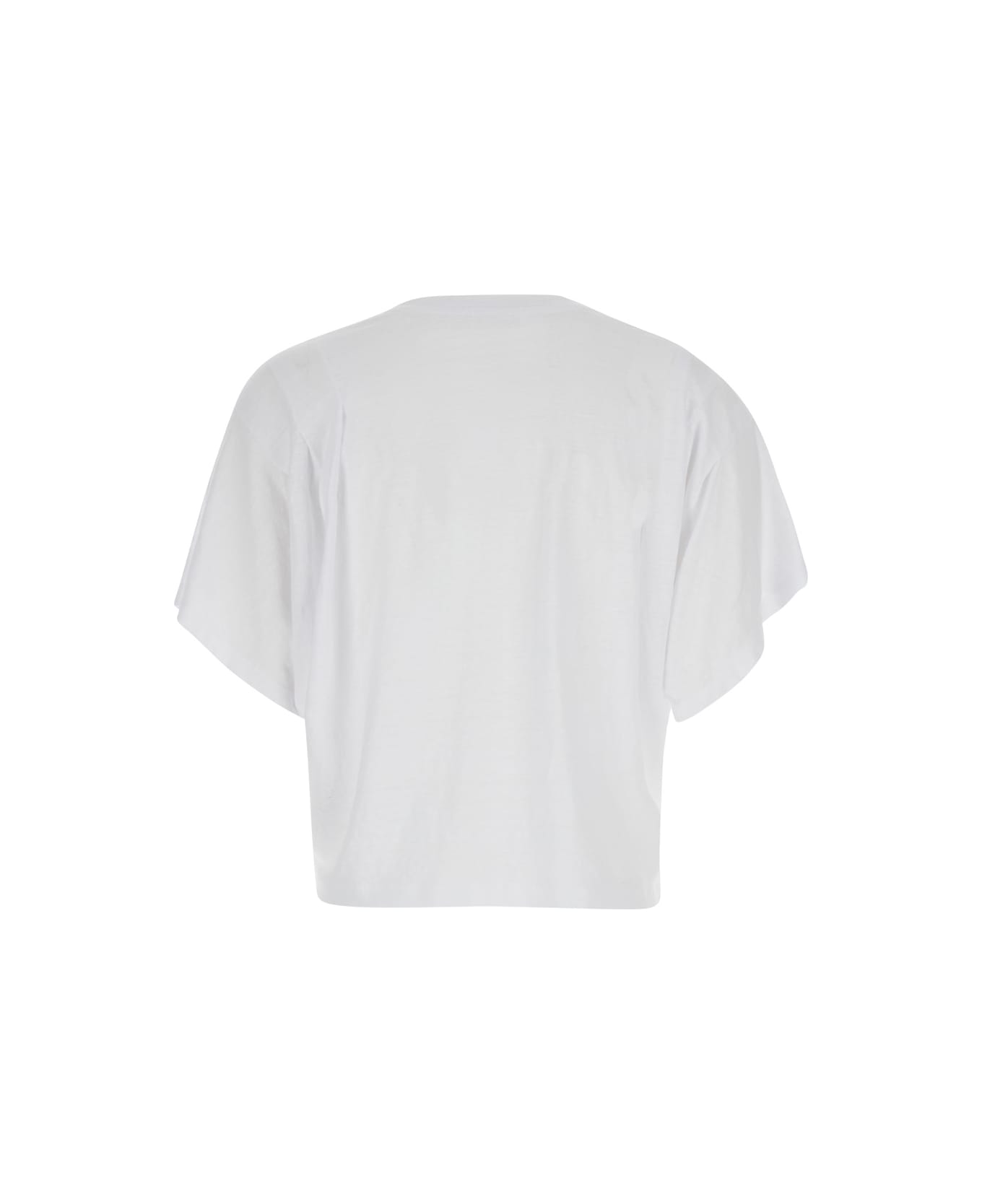 Marant Étoile 'kyanza' Linen Crop T-shirt With Logo - WHITE
