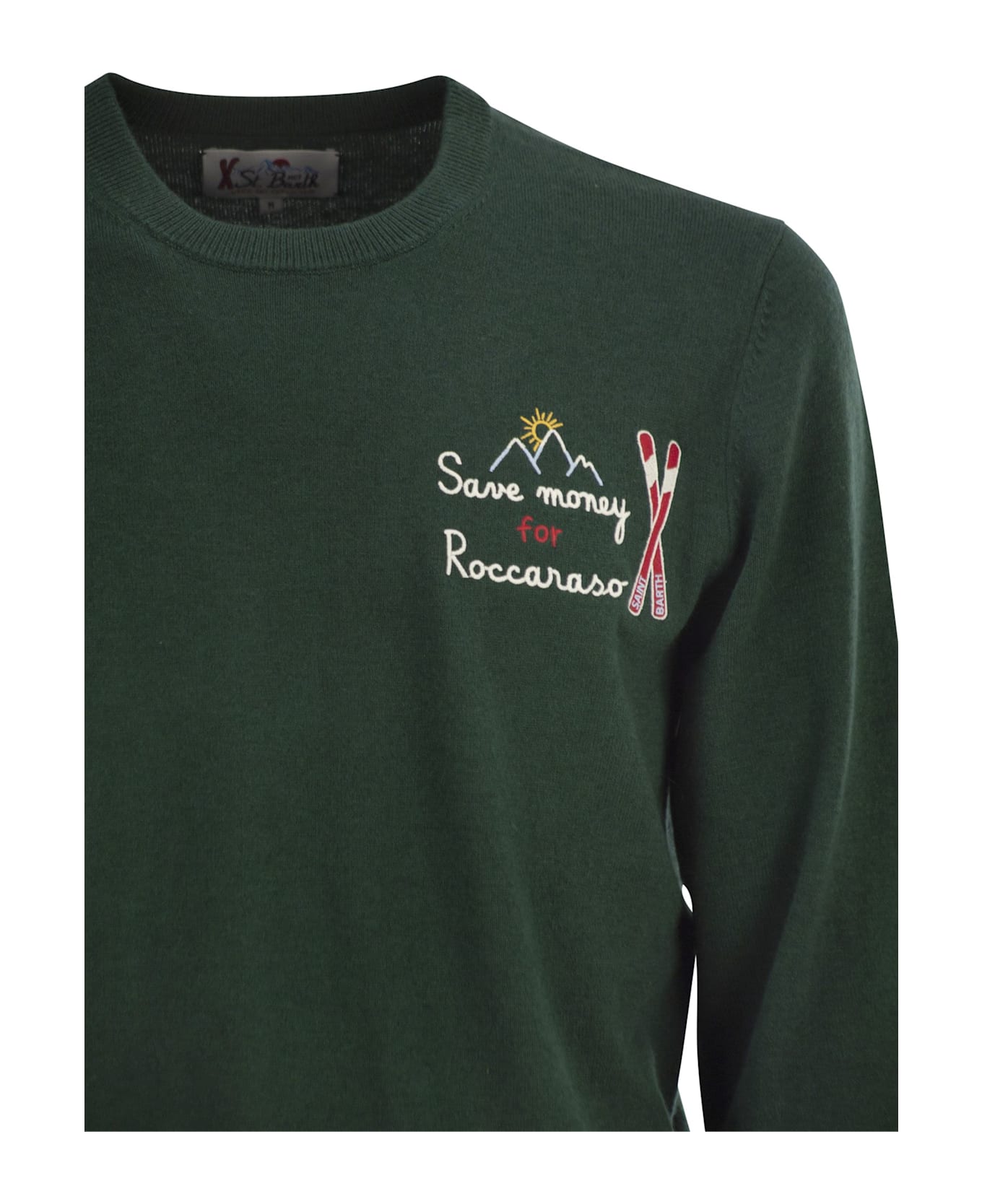 MC2 Saint Barth Heron - Crew Neck Jumper With Embroidery On The Chest - Green
