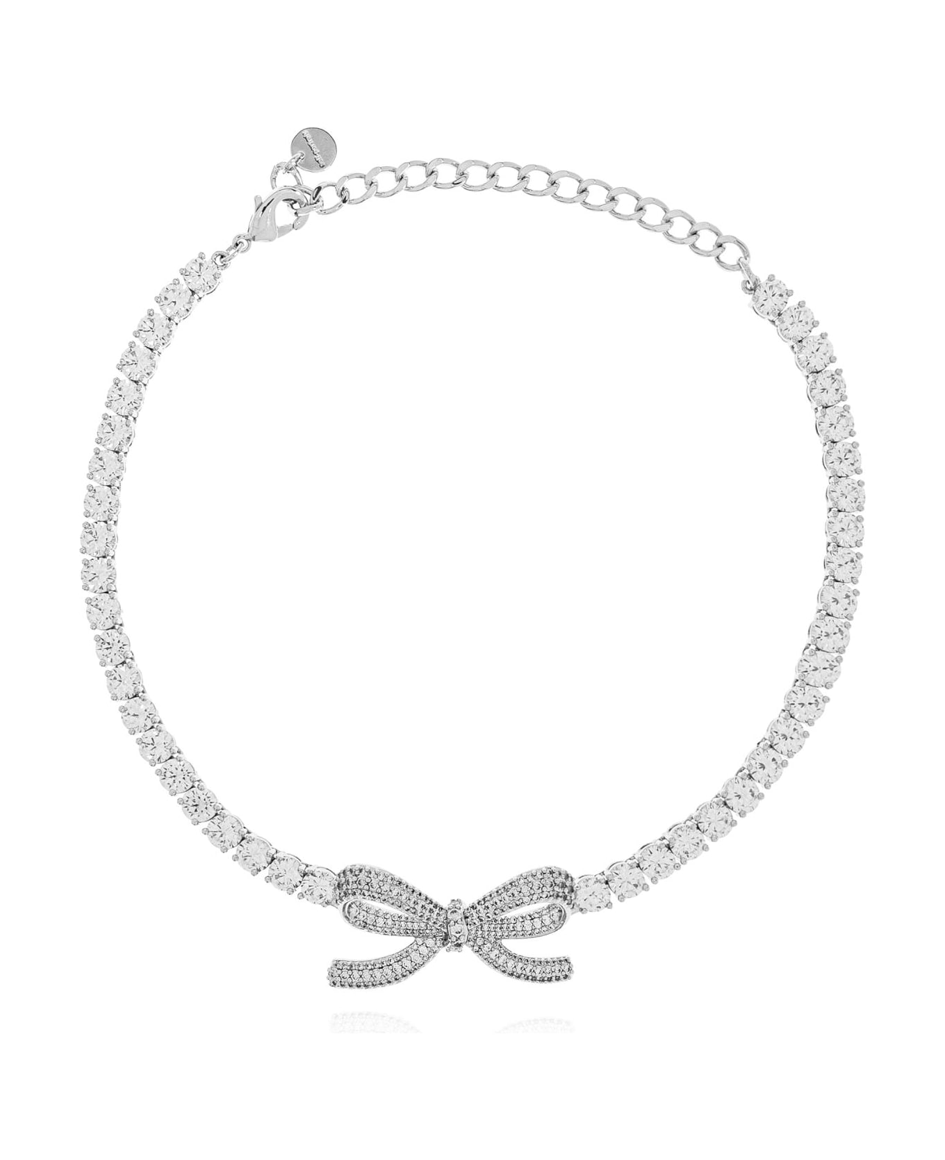 self-portrait Self Portrait Short Necklace With Shimmering Crystals - Silver