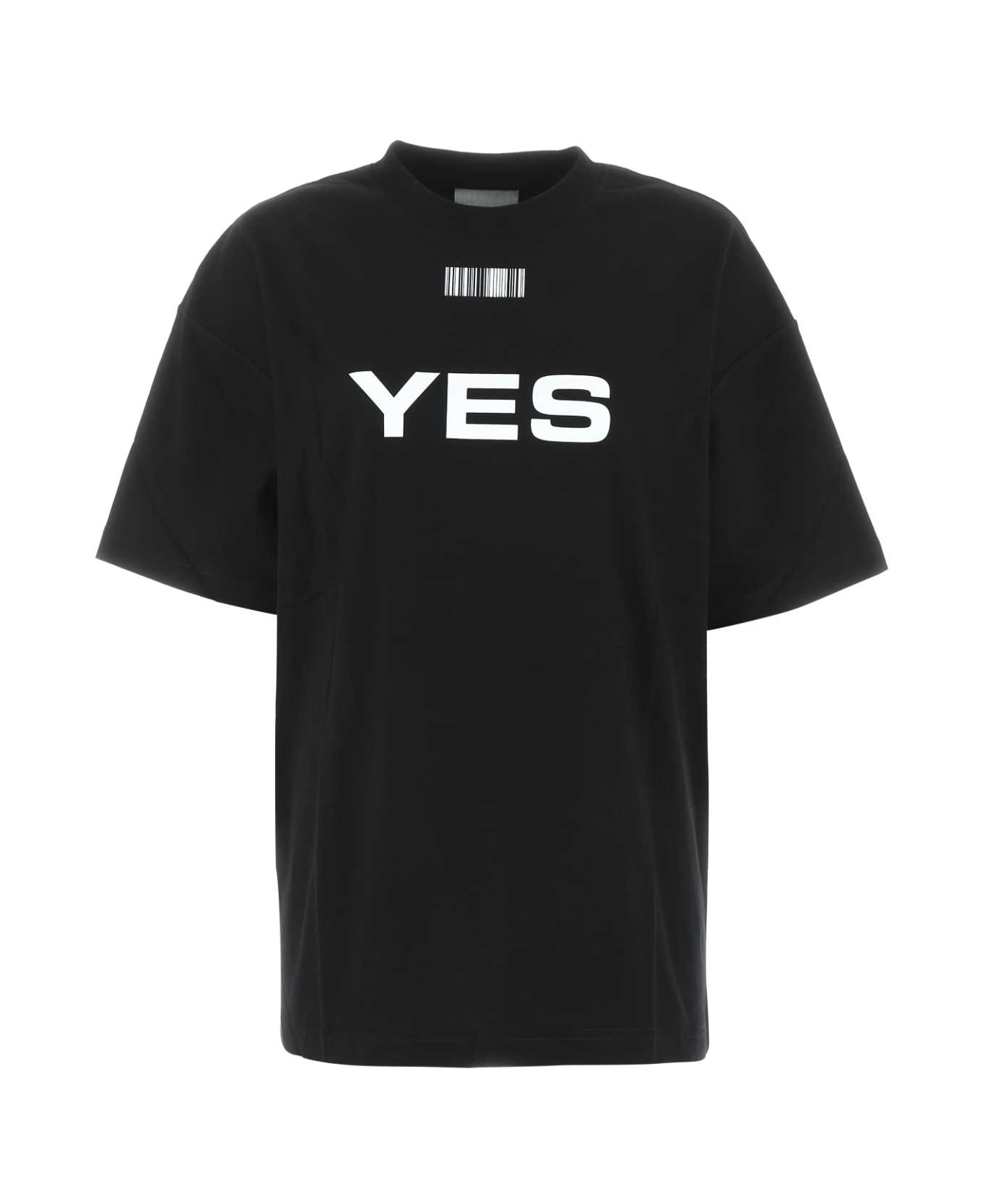 VTMNTS Black Cotton Oversize T-shirt - BLACKWHITE Tシャツ