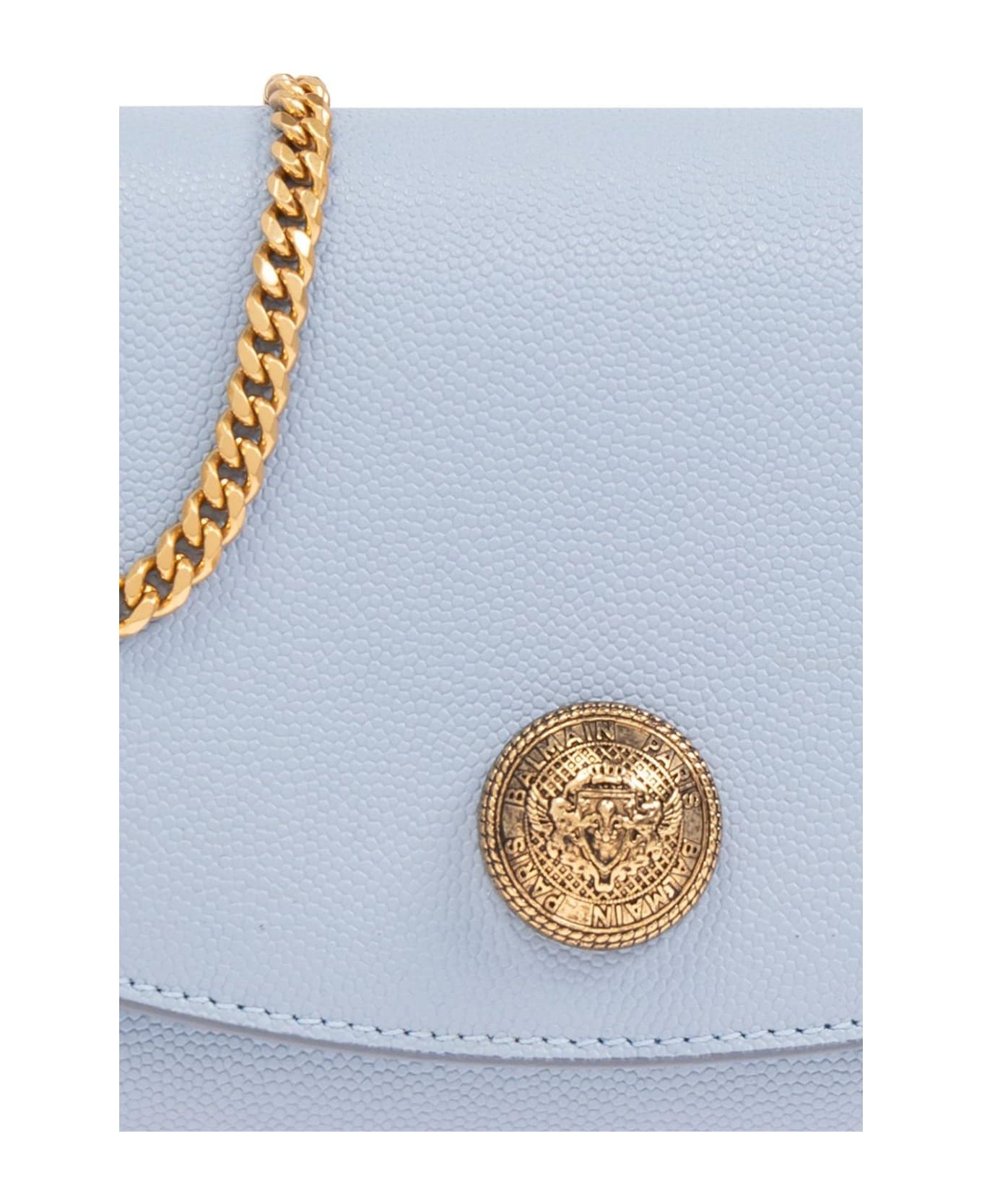 Balmain Logo Plaque Chain Linked Crossbody Bag - Azzurro