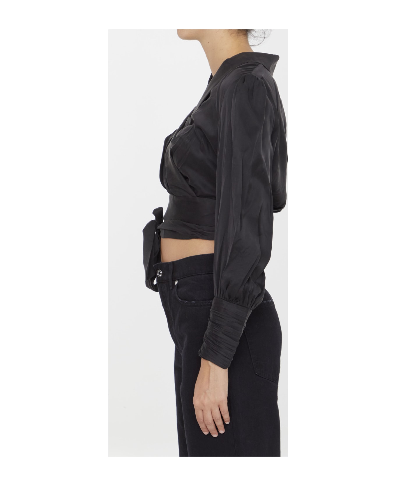 Zimmermann Silk Wrap Top - BLACK