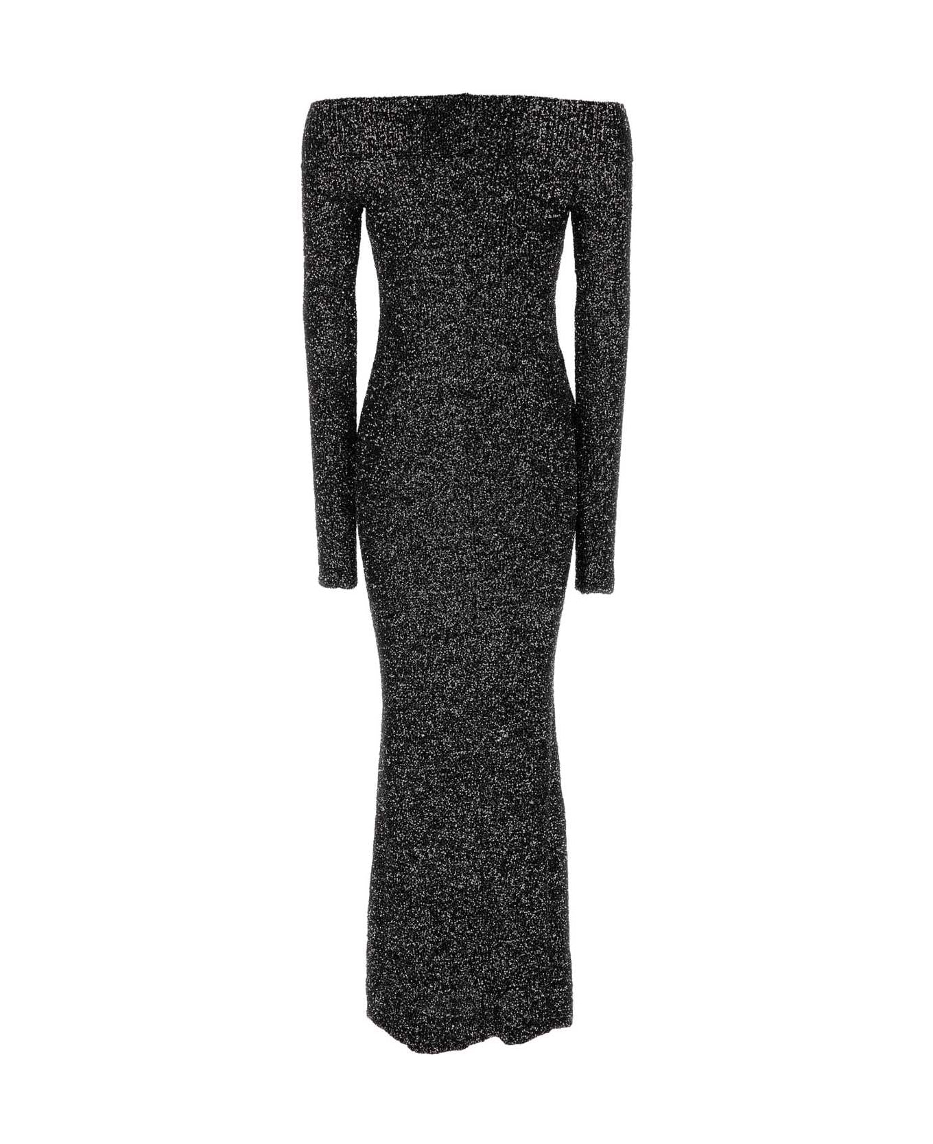 Stella McCartney Embellished Knit Off-the-shoulder Long Dress - Black