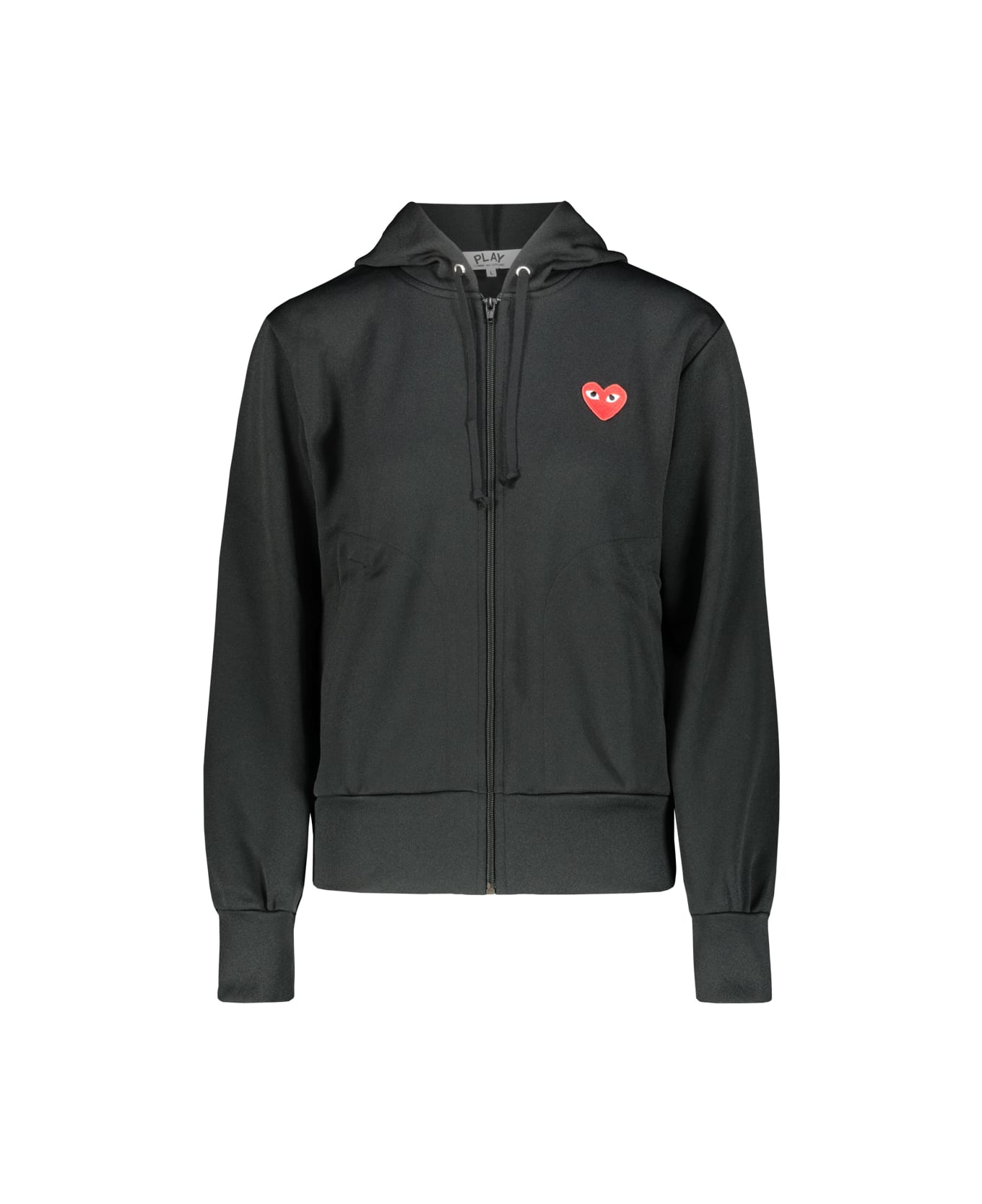 Comme des Garçons Play Black Zipped Hoodie With Red Heart - Blk