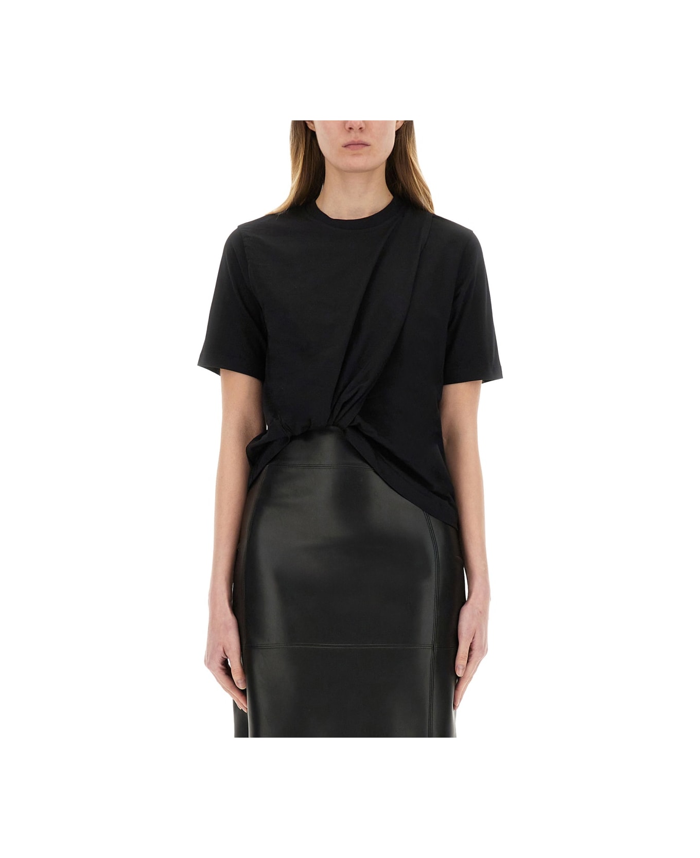 MSGM Asymmetrical T-shirt - BLACK