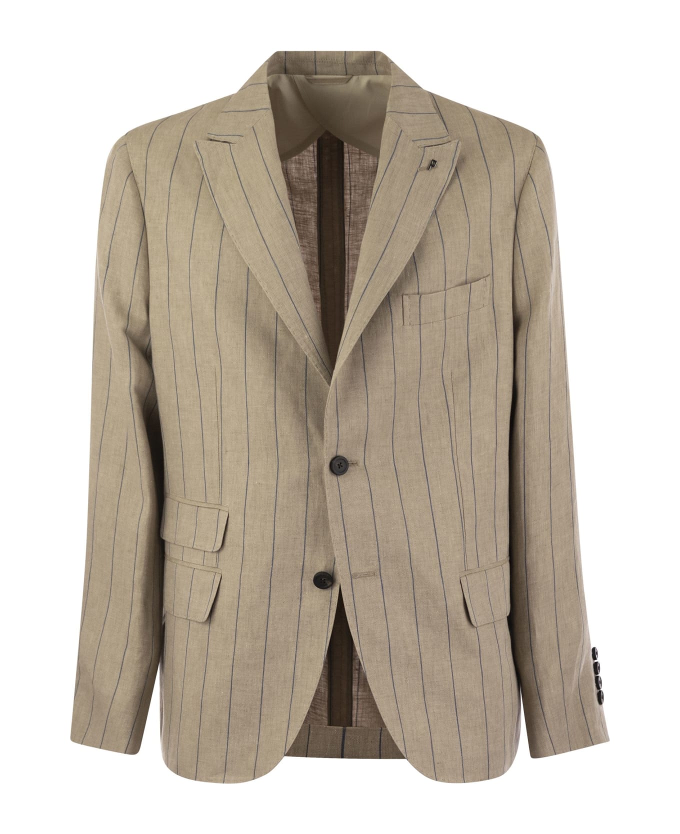 Peserico Pinstripe Linen Single-breasted Blazer スーツ
